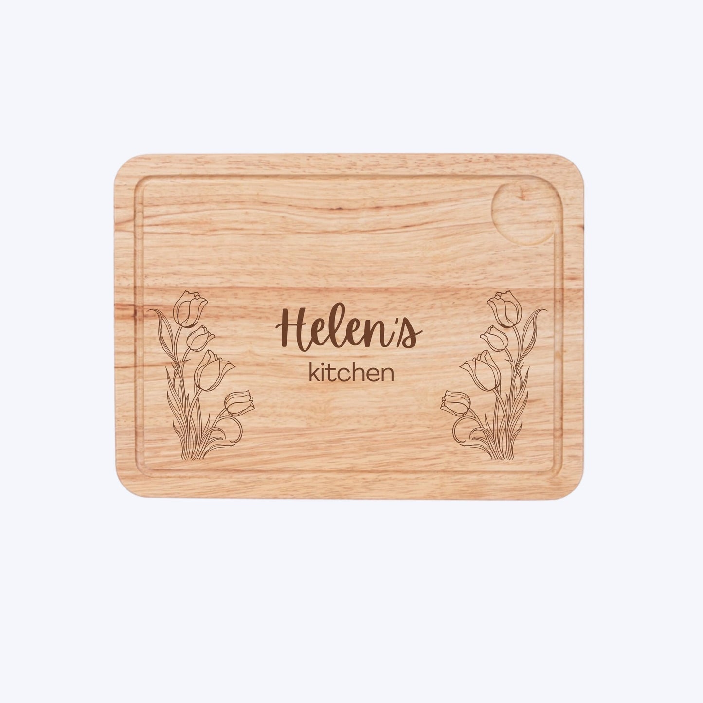 Personalised Flowers Engraved Wooden Serving Board Birthday Gift