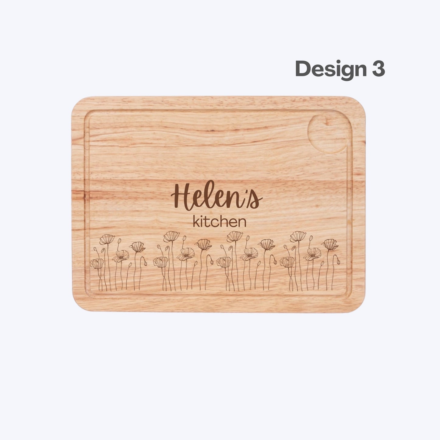 Personalised Flowers Engraved Wooden Serving Board Birthday Gift