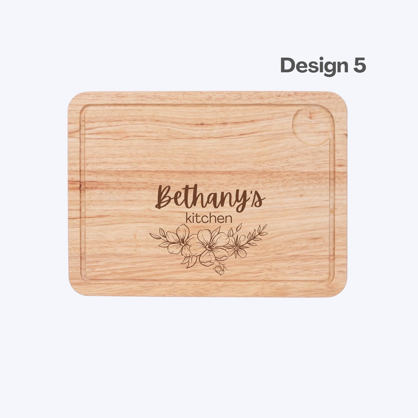 Personalised Flowers Engraved Wooden Serving Board Birthday Gift