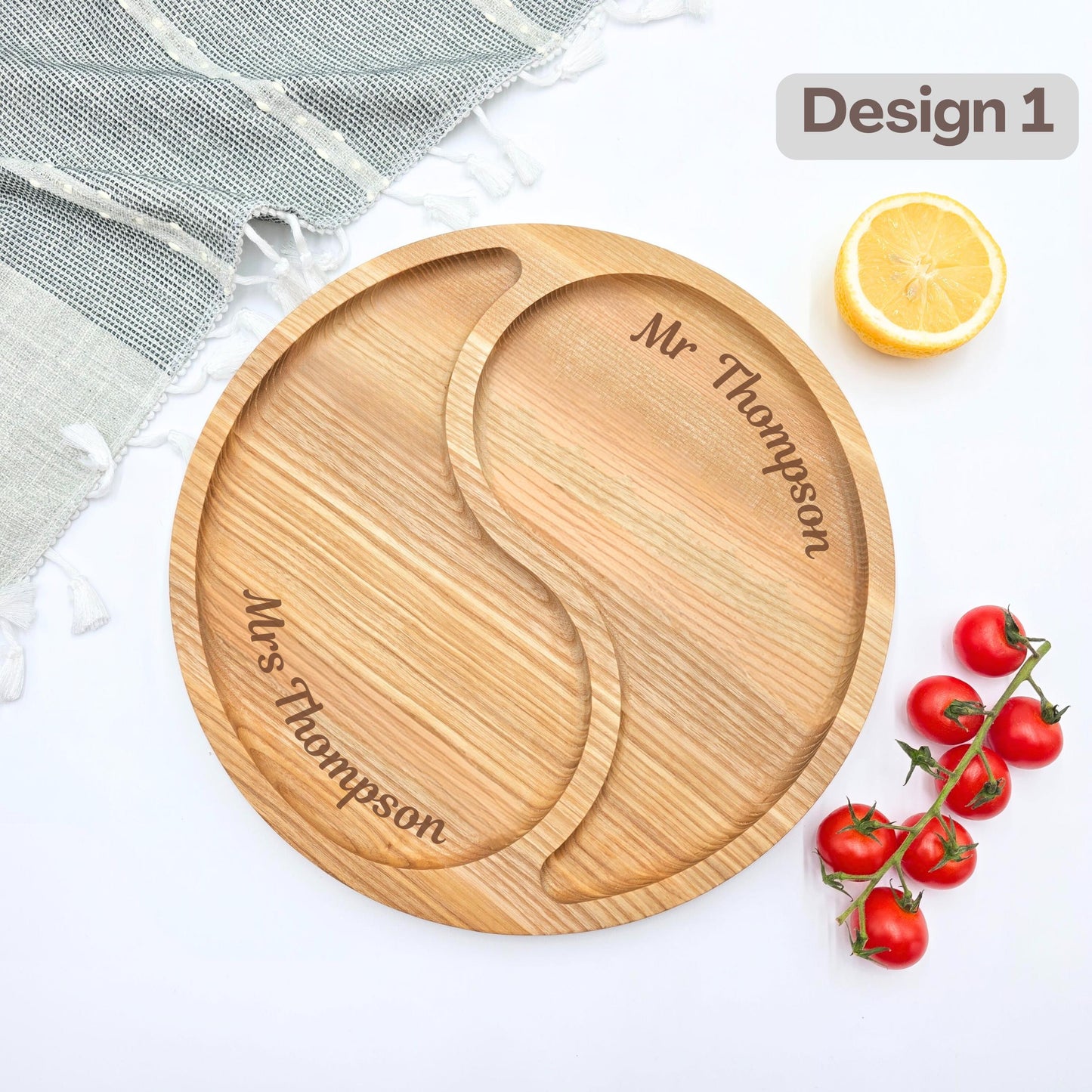 Personalised Yin Yang Wooden Serving Platter