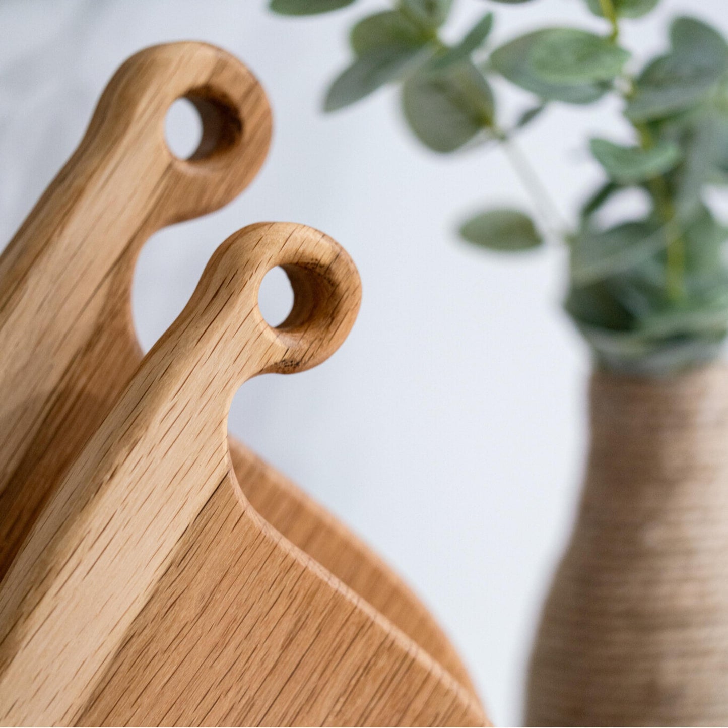 Set of 2 - Solid Oak Chopping Board, Handmade Natural Oak Wooden Cutting Board - Father's Day Gift