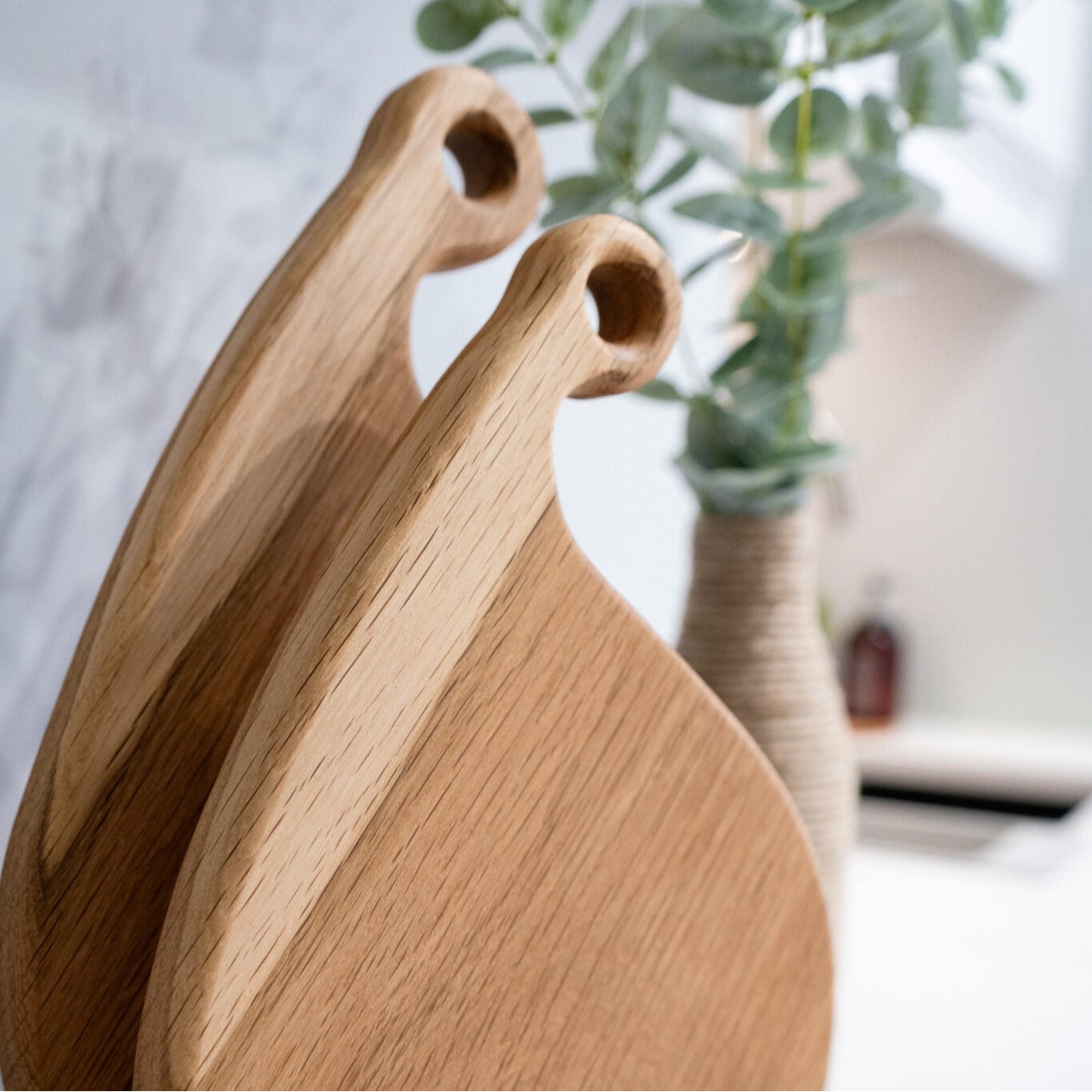 Set of 2 - Solid Oak Chopping Board, Handmade Natural Oak Wooden Cutting Board - Father's Day Gift