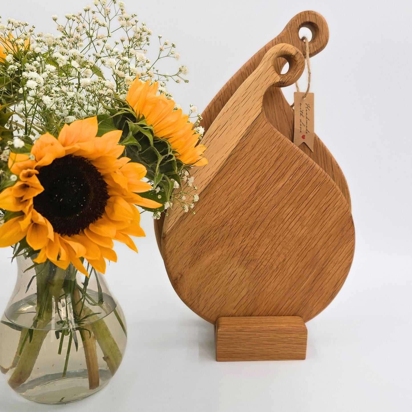 Set of 2 - Solid Oak Chopping Board, Handmade Natural Oak Wooden Cutting Board - Father's Day Gift