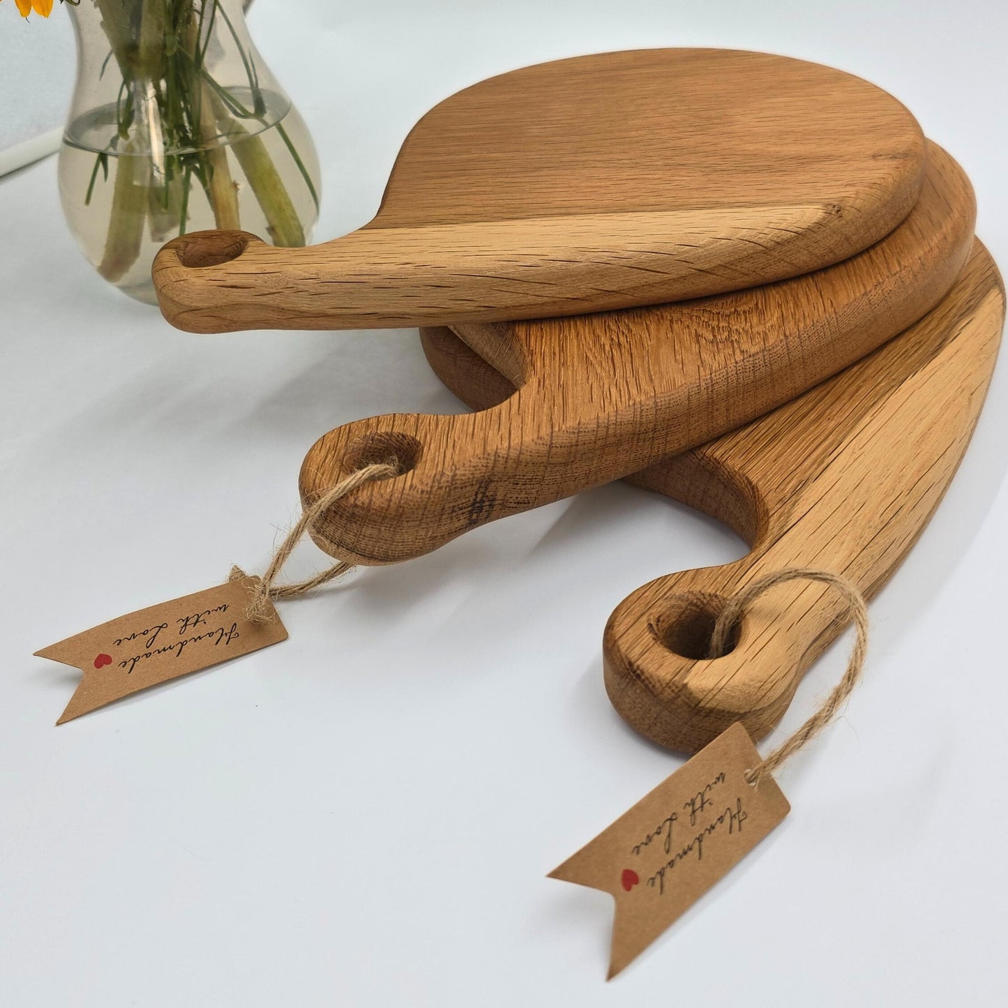 Set of 2 - Solid Oak Chopping Board, Handmade Natural Oak Wooden Cutting Board - Father's Day Gift