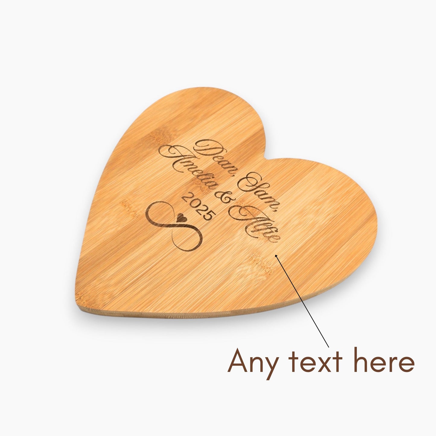 Personalised Heart-Shaped Wooden Serving Board, Bamboo Cheese Board, Chopping Board, Housewarming Gift, Kitchen Gift