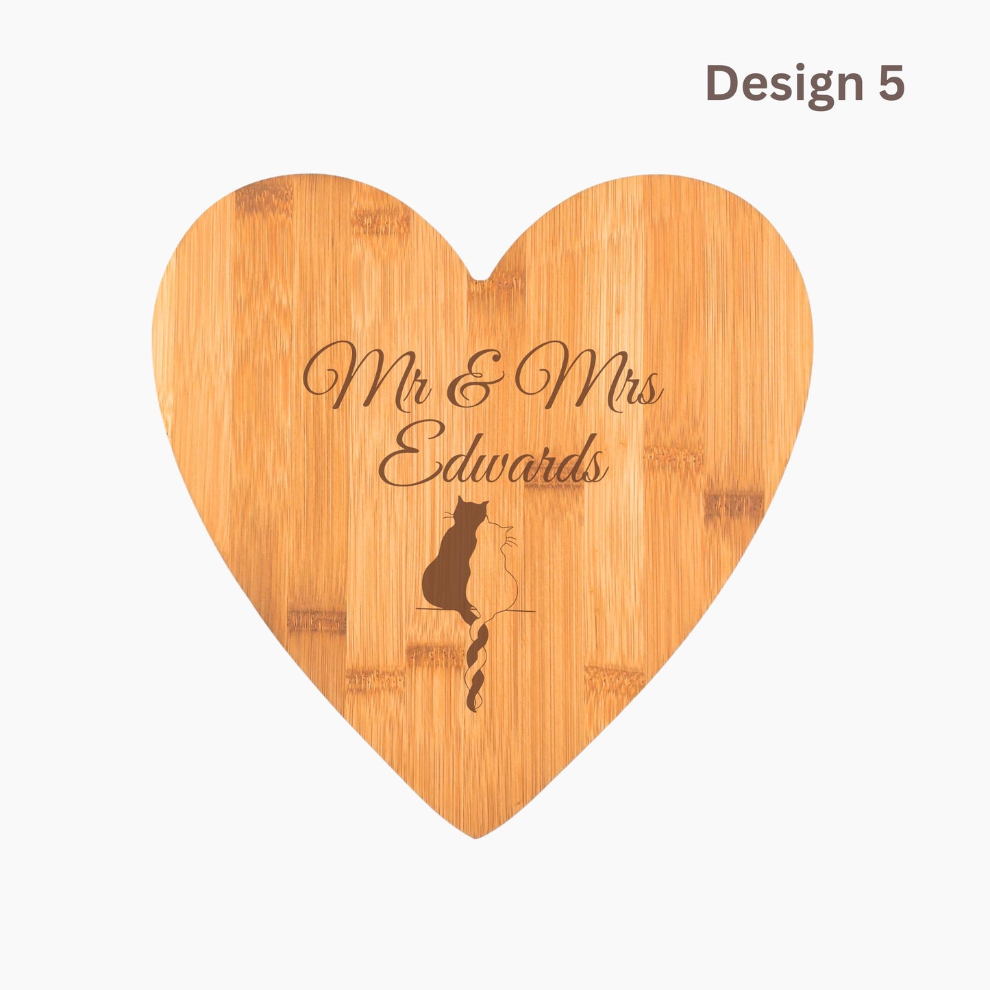 Personalised Heart-Shaped Wooden Serving Board, Bamboo Cheese Board, Chopping Board, Housewarming Gift, Kitchen Gift