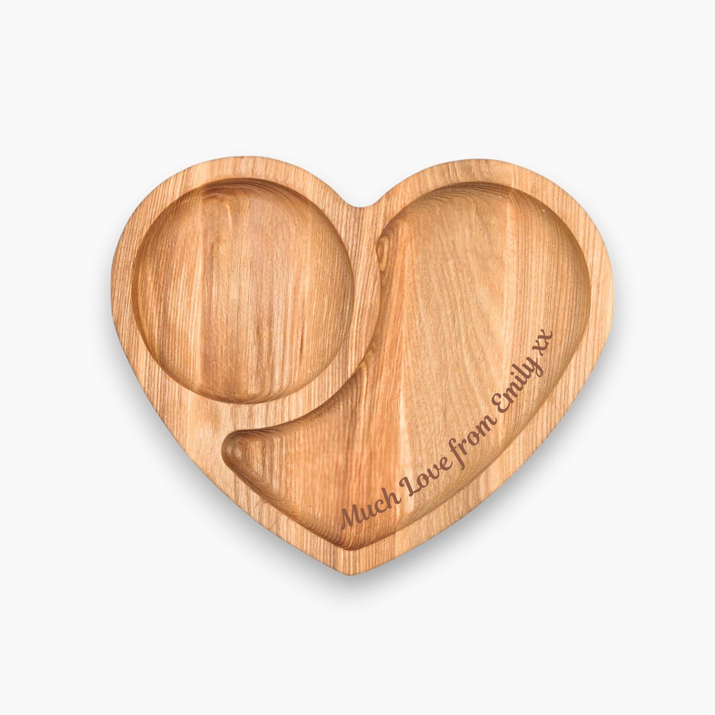 Personalised Heart-Shaped Tea and Biscuits Wooden Platter
