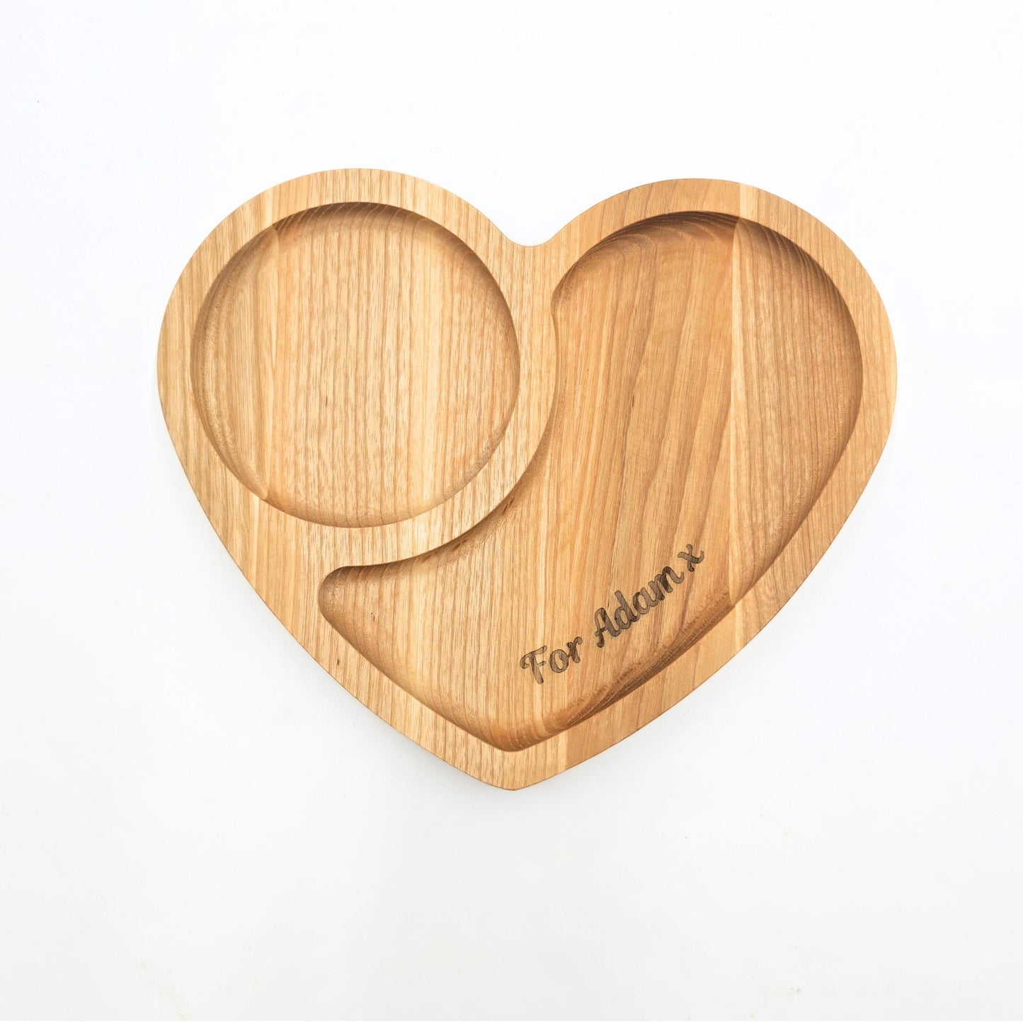 Personalised Heart-Shaped Tea and Biscuits Wooden Platter