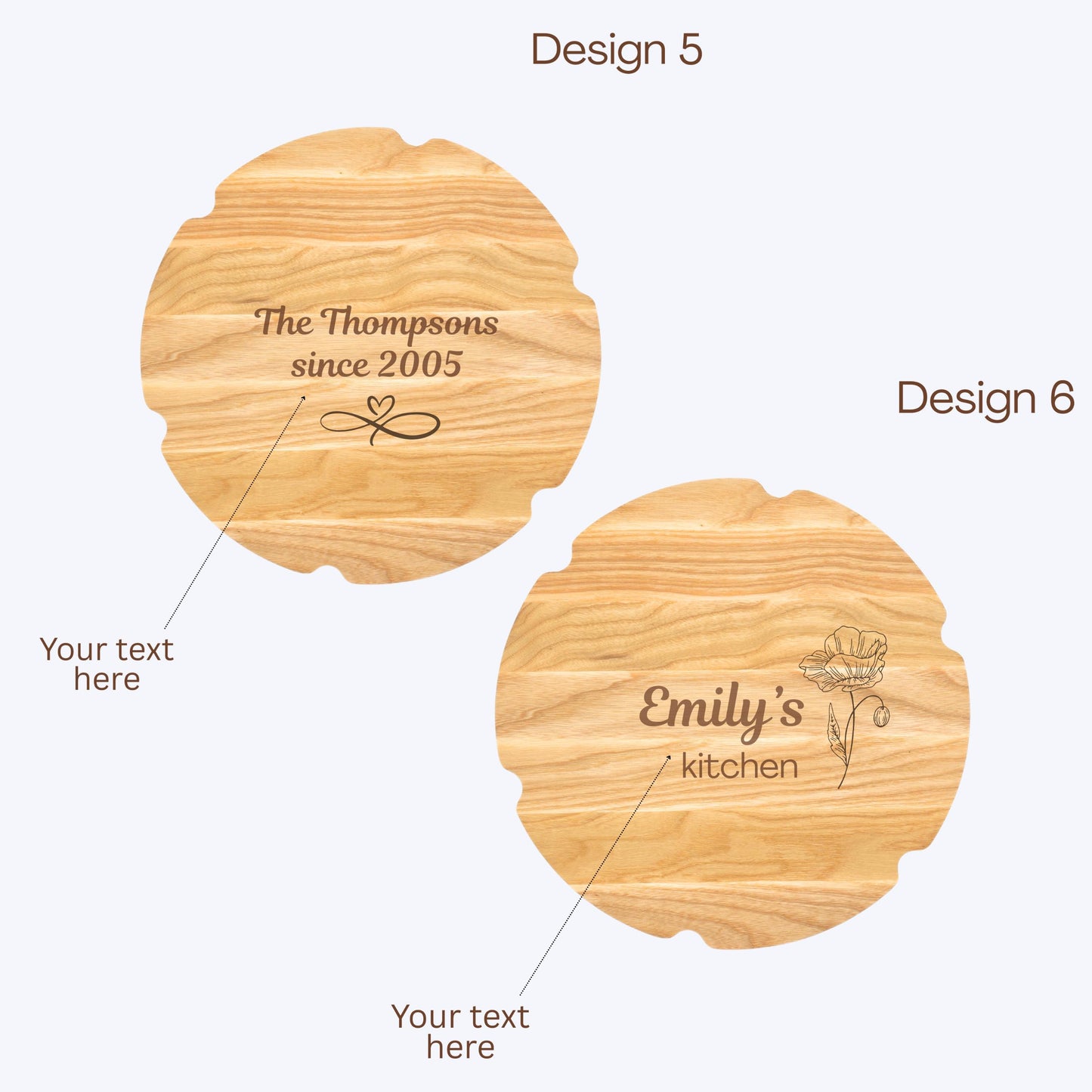 Personalised Serving Platter Flower Shaped Wooden Serving Platter