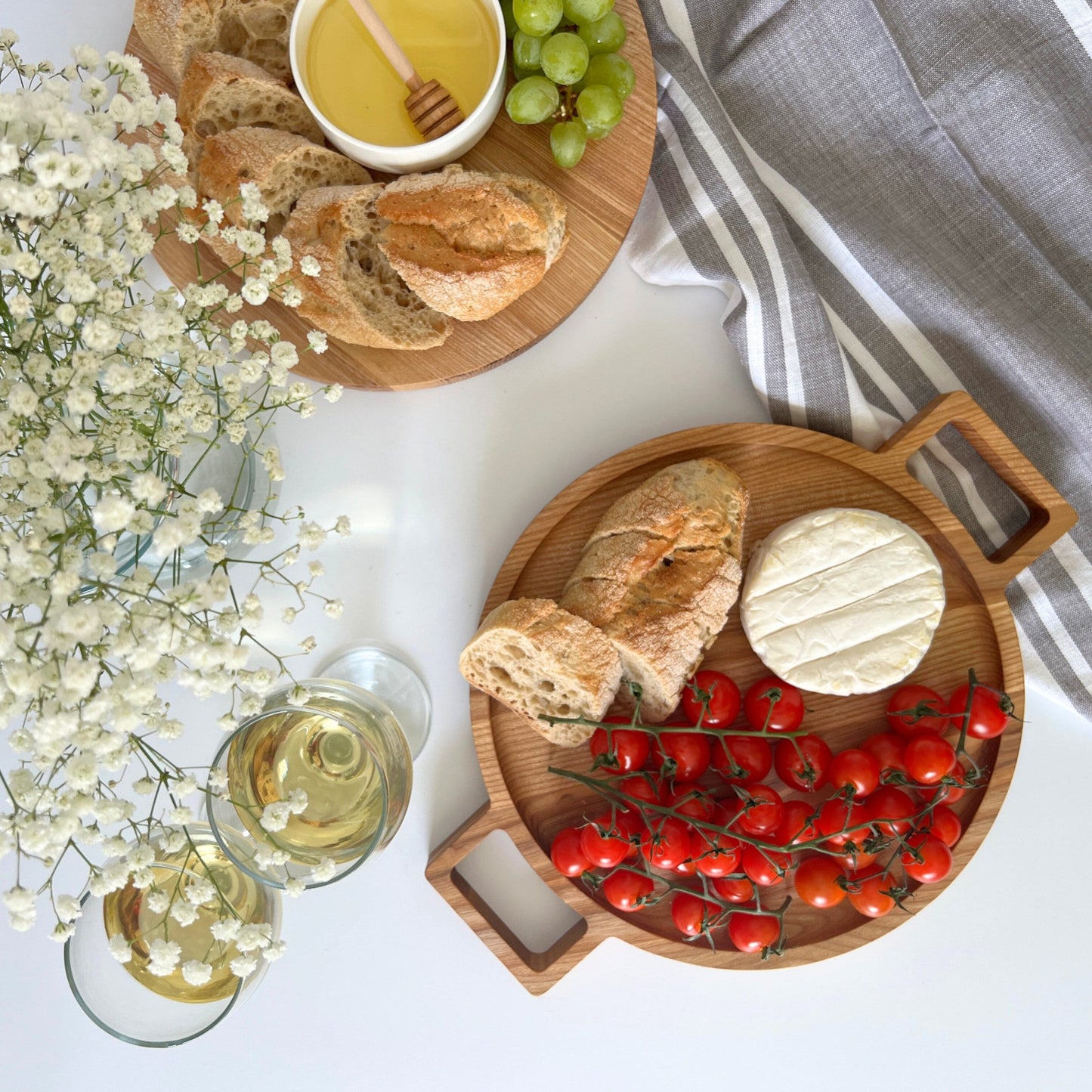 Personalised Wooden Round Tray with Handles