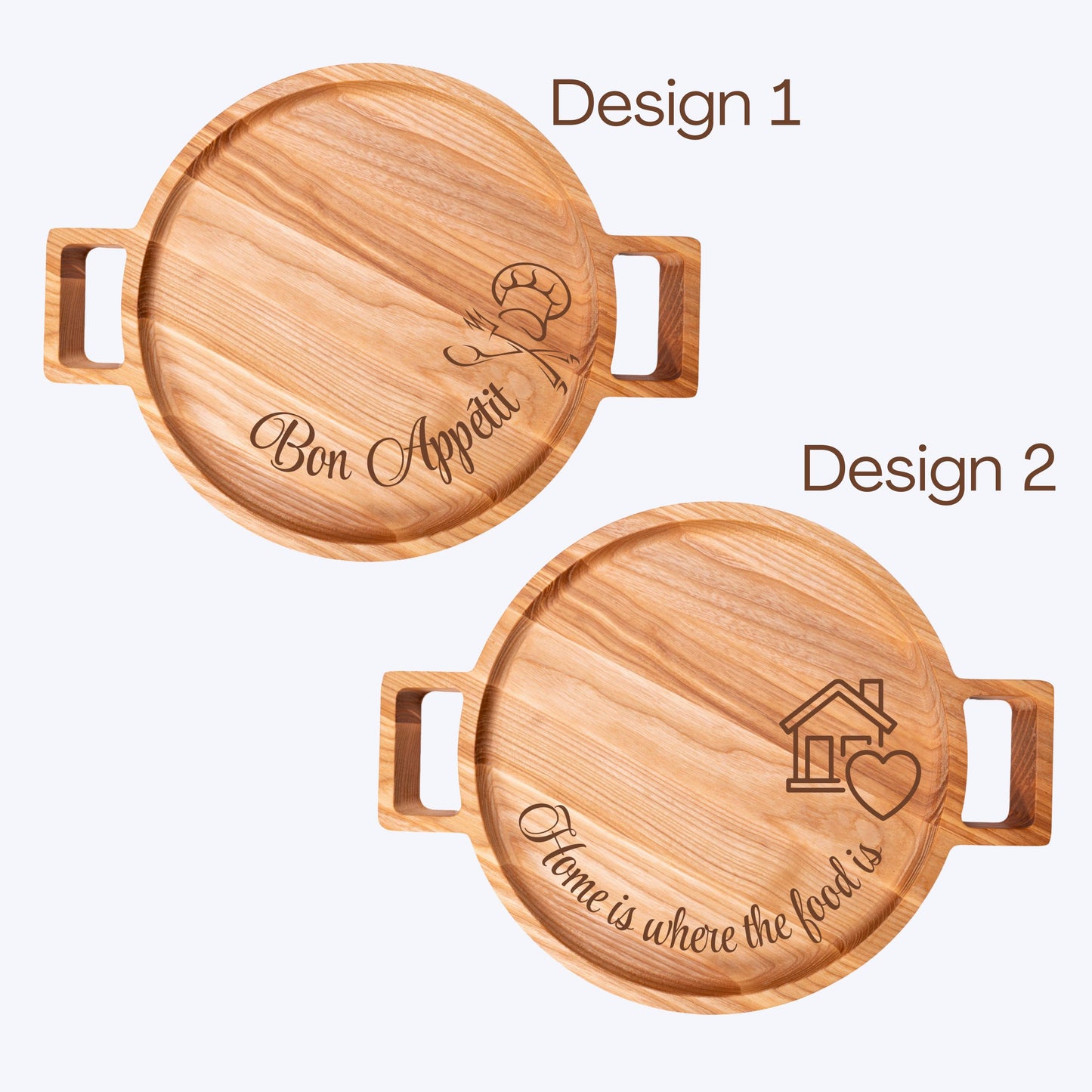 Personalised Wooden Round Tray with Handles