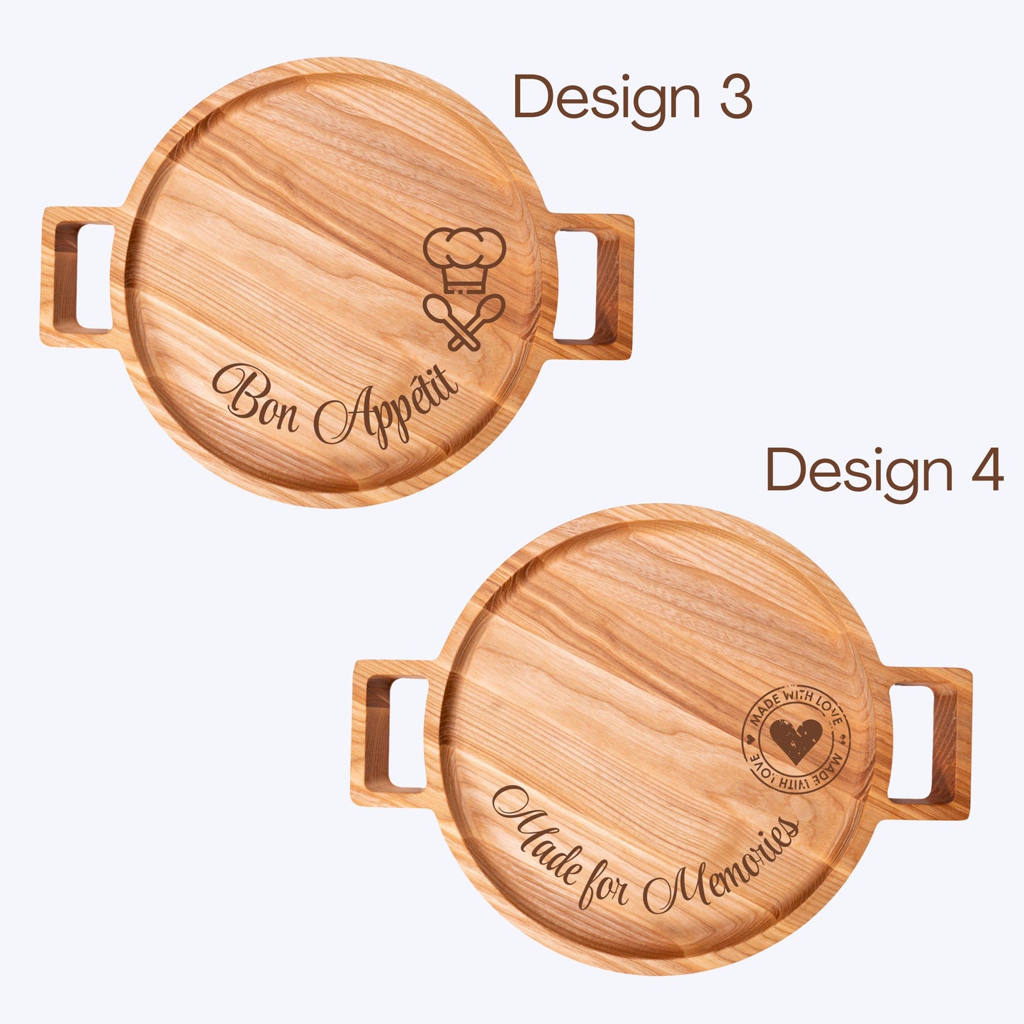 Personalised Wooden Round Tray with Handles