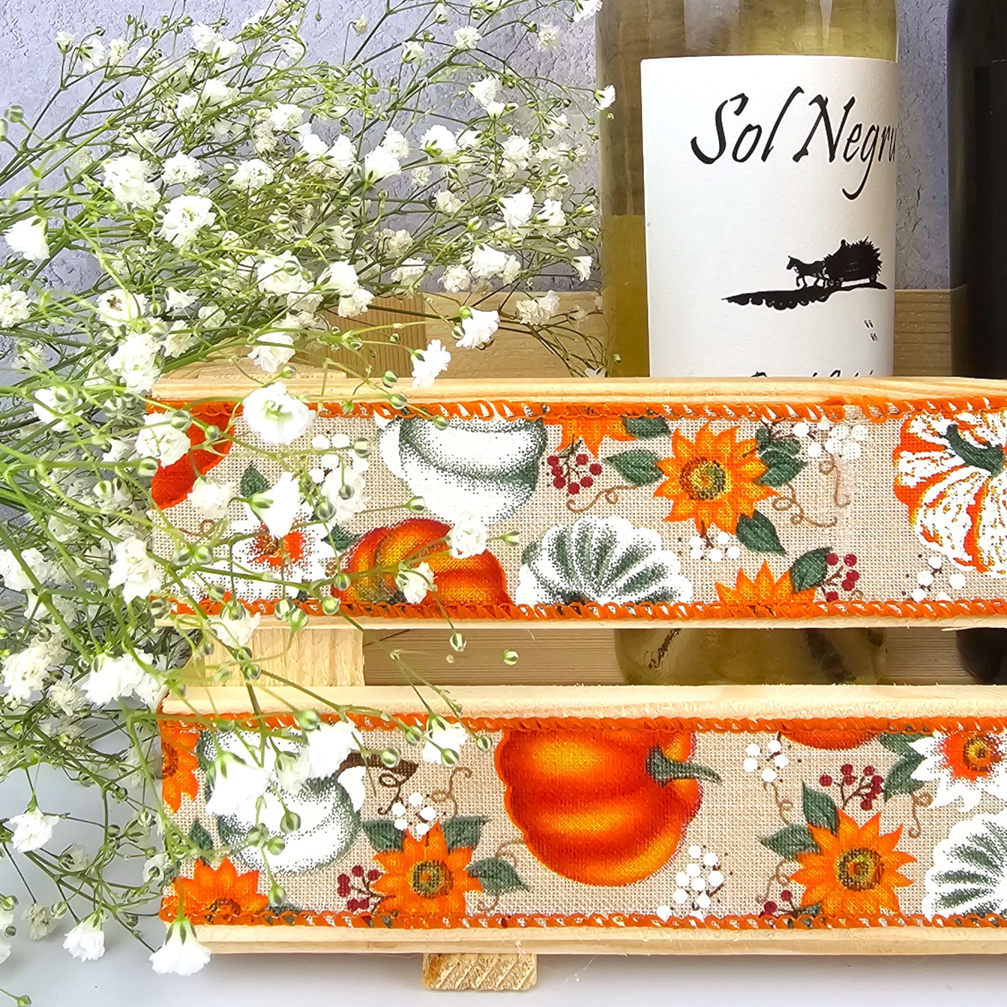 Pumpkin Wooden Crate Halloween Treat Box Autumn Gift Hamper Pumpkin Basket Fall Decor Hygge Gift Box 30 cm x 15 cm