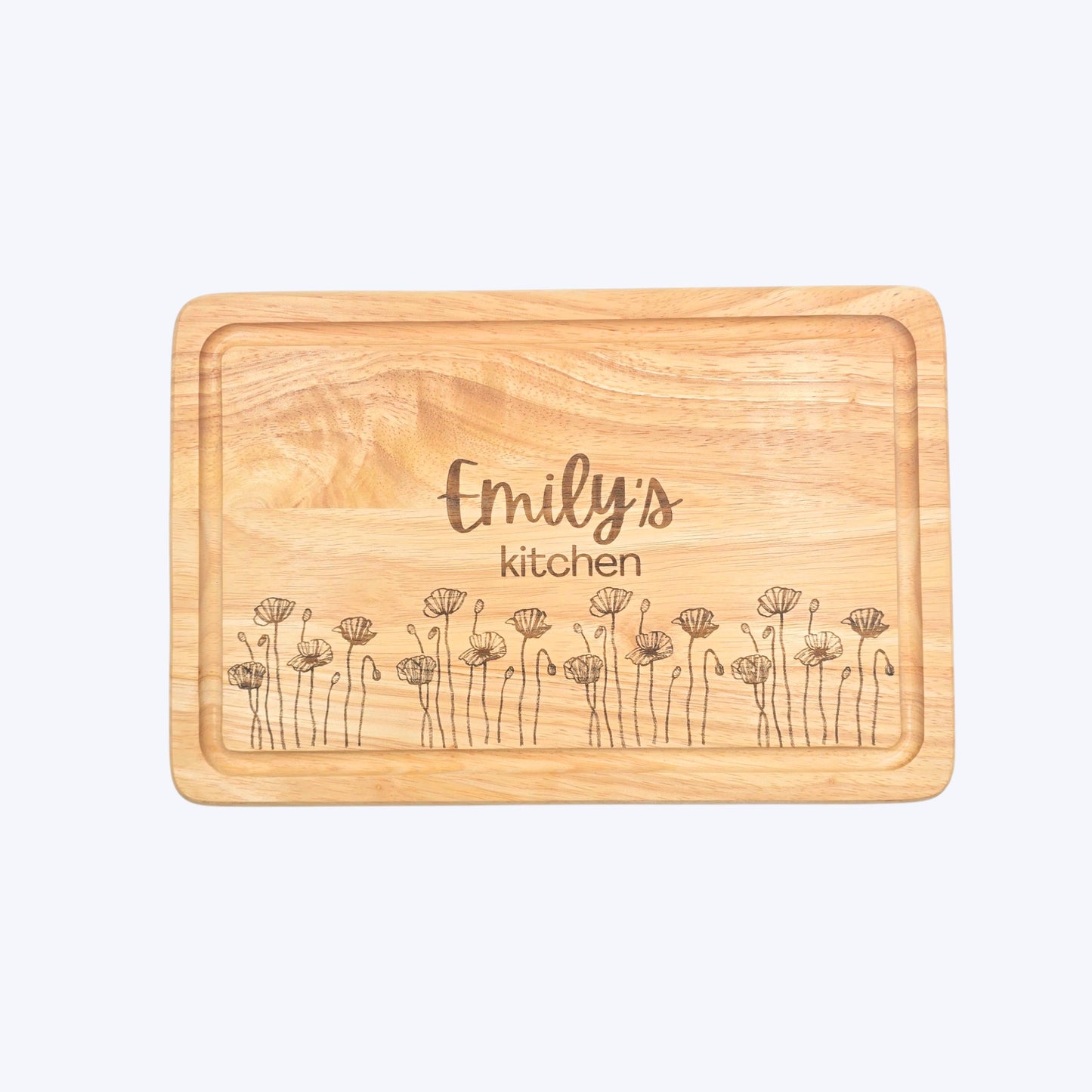 Personalised Gift Flowers Engraved Wooden Chopping Board