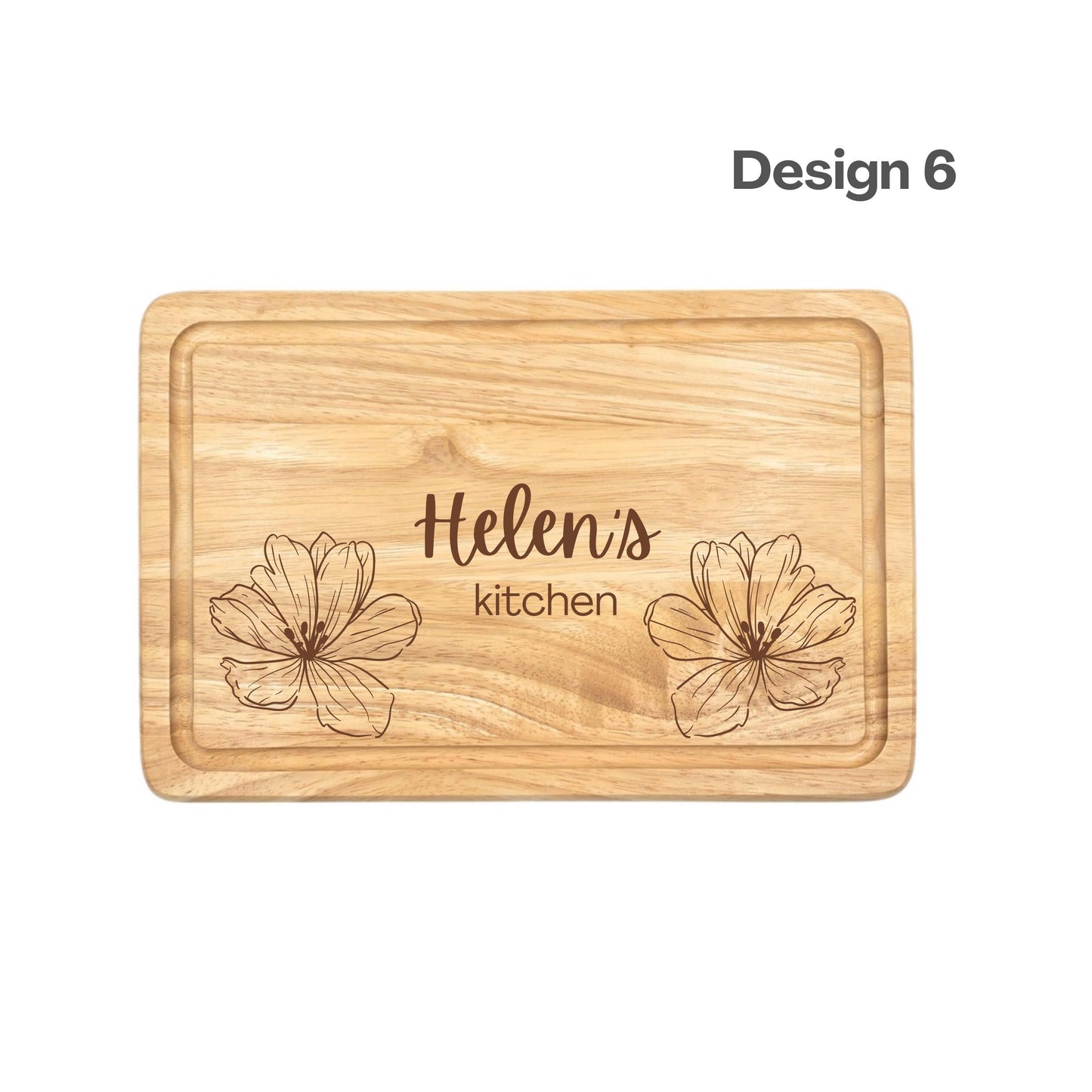Personalised Gift Flowers Engraved Wooden Chopping Board