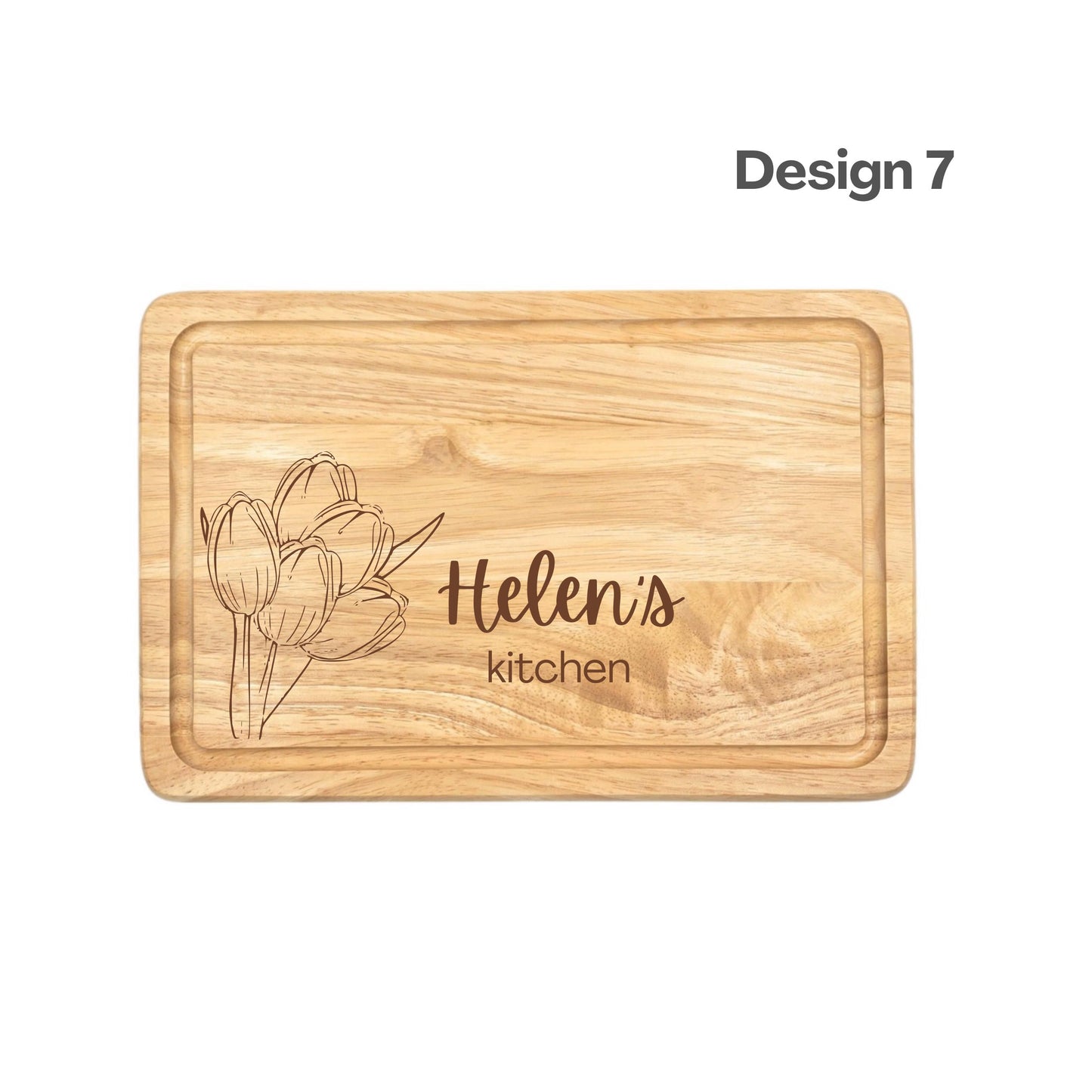 Personalised Gift Flowers Engraved Wooden Chopping Board