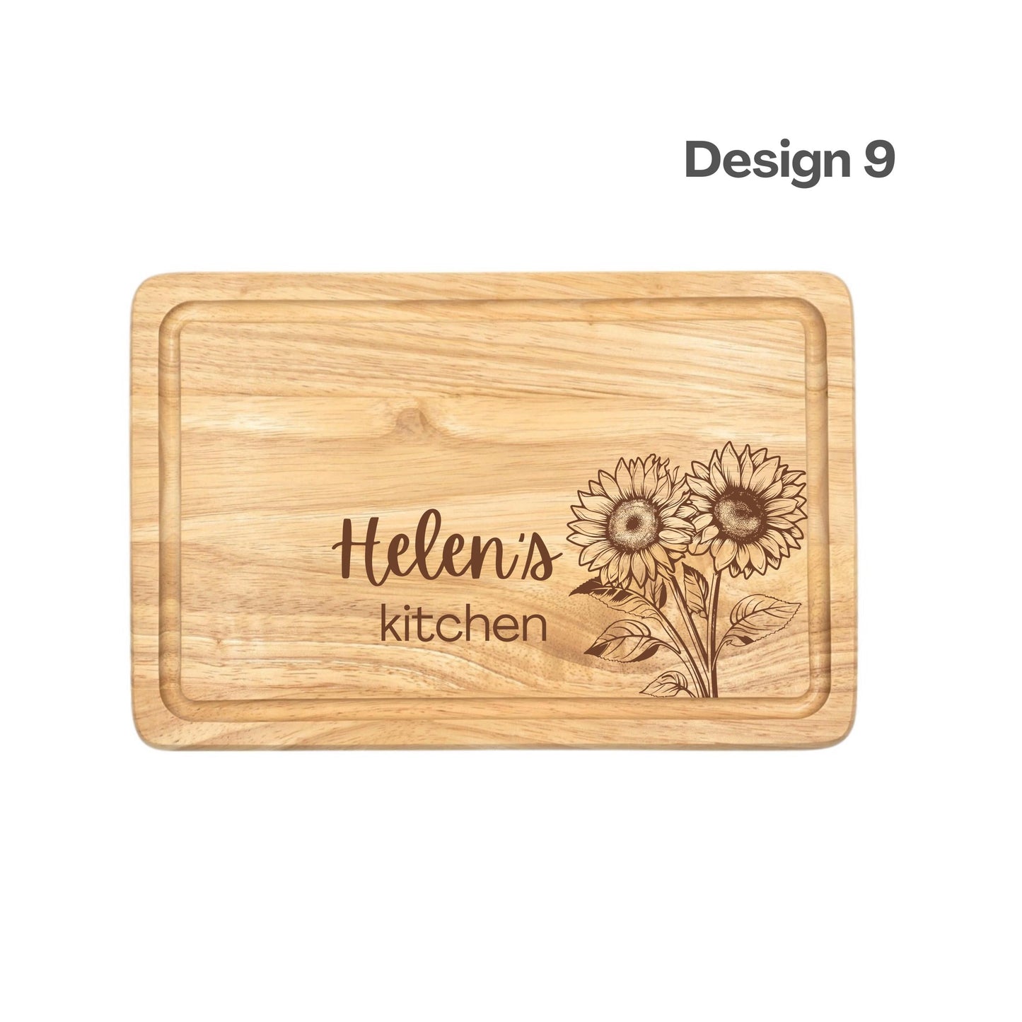 Personalised Gift Flowers Engraved Wooden Chopping Board