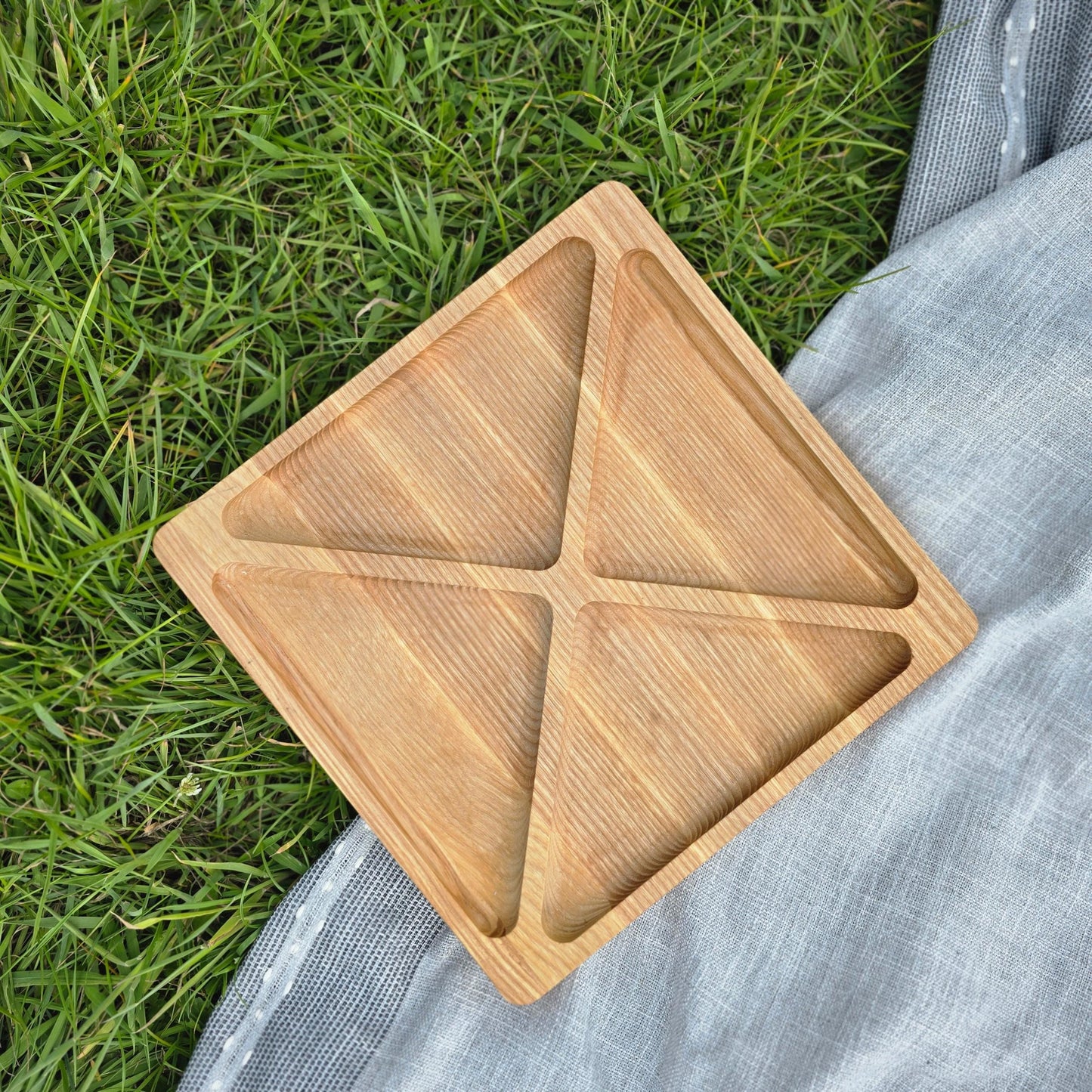 Personalised Wooden Square Snack Tray with Sections
