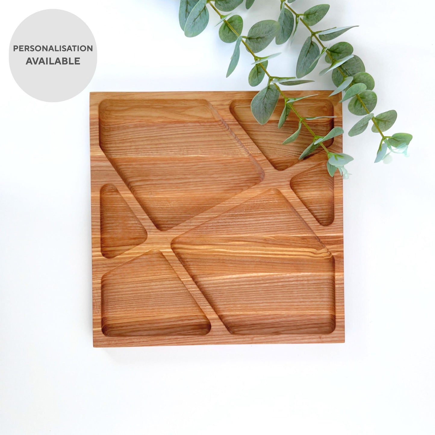 Personalised Wooden Square Snack Tray with Sections