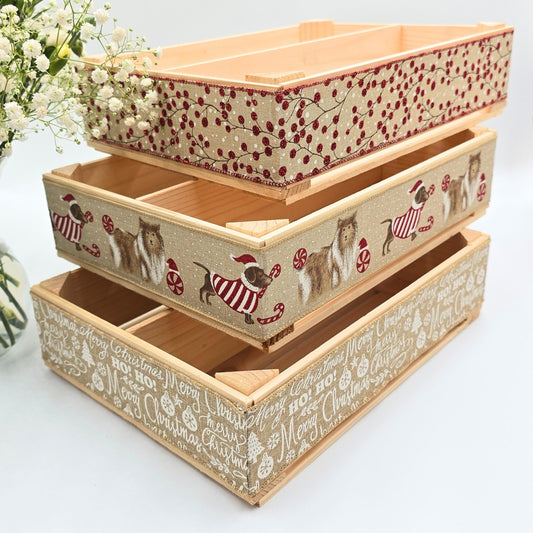 Empty Christmas Gift Hamper, Empty Wine Box, Make Your Own Hamper Kit, Wooden Gift Basket