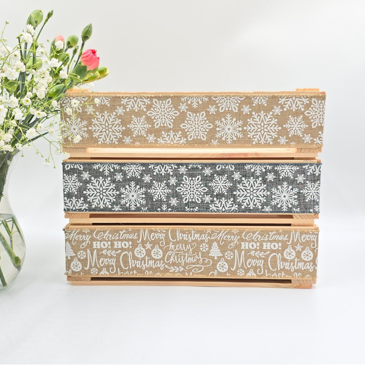 Empty Christmas Gift Hamper, Empty Wine Box, Make Your Own Hamper Kit, Wooden Gift Basket