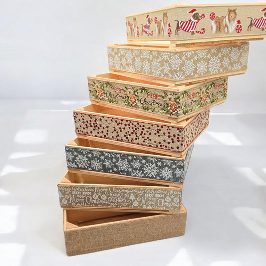 Christmas Gift Hamper, Empty Wine Box, Make Your Own Hamper Kit, Gift Box Basket, DIY Kit