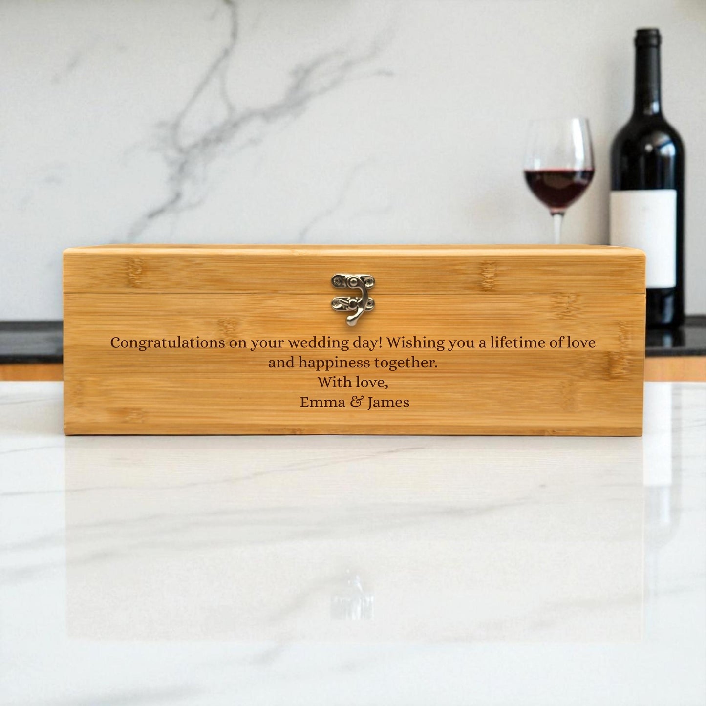 Personalised Wooden Wine Box with Lid Gift for Groomsman