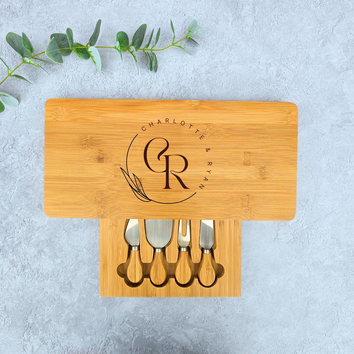 Large Personalised Cheese Board Set Gift for Couples