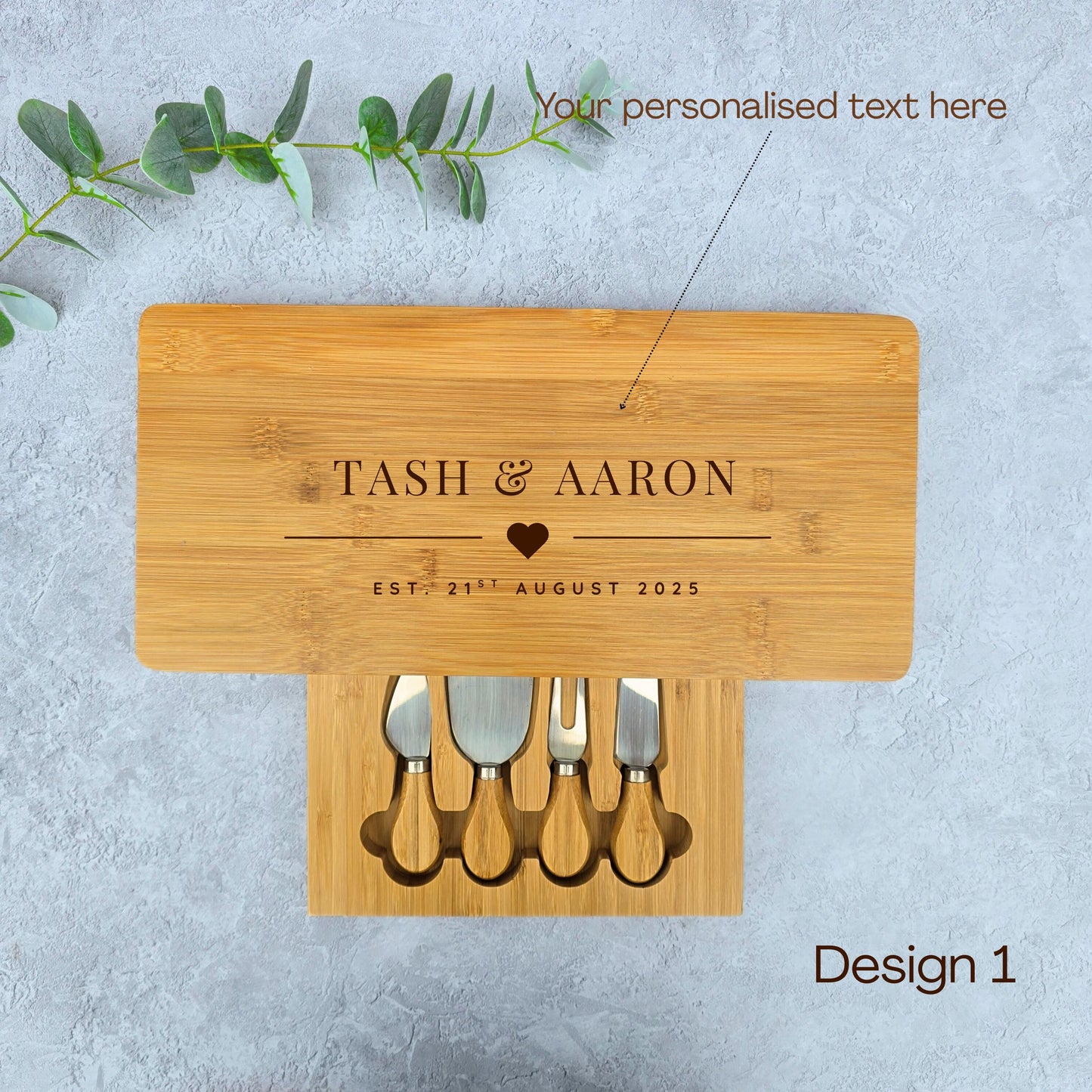 Large Personalised Cheese Board Set Wedding Anniversary Gift
