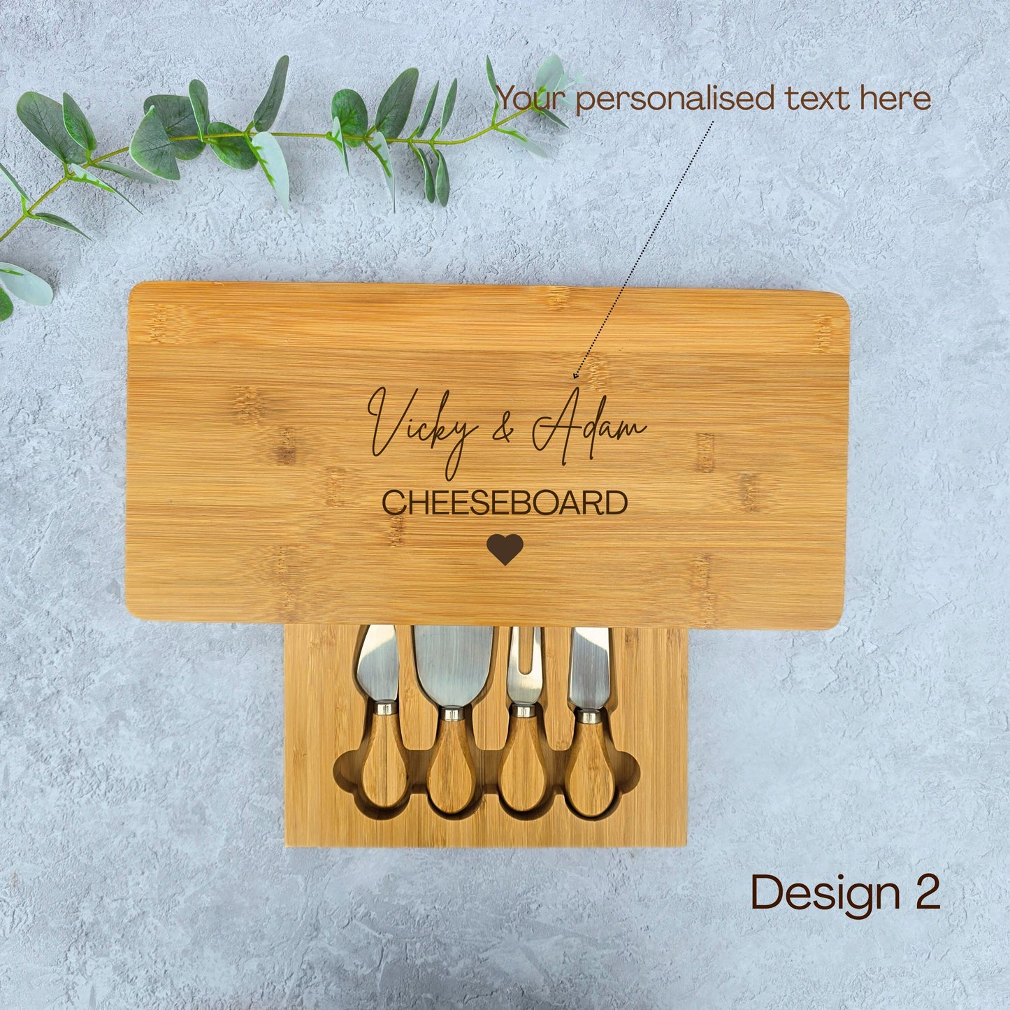 Large Personalised Cheese Board Set Gift for Couples