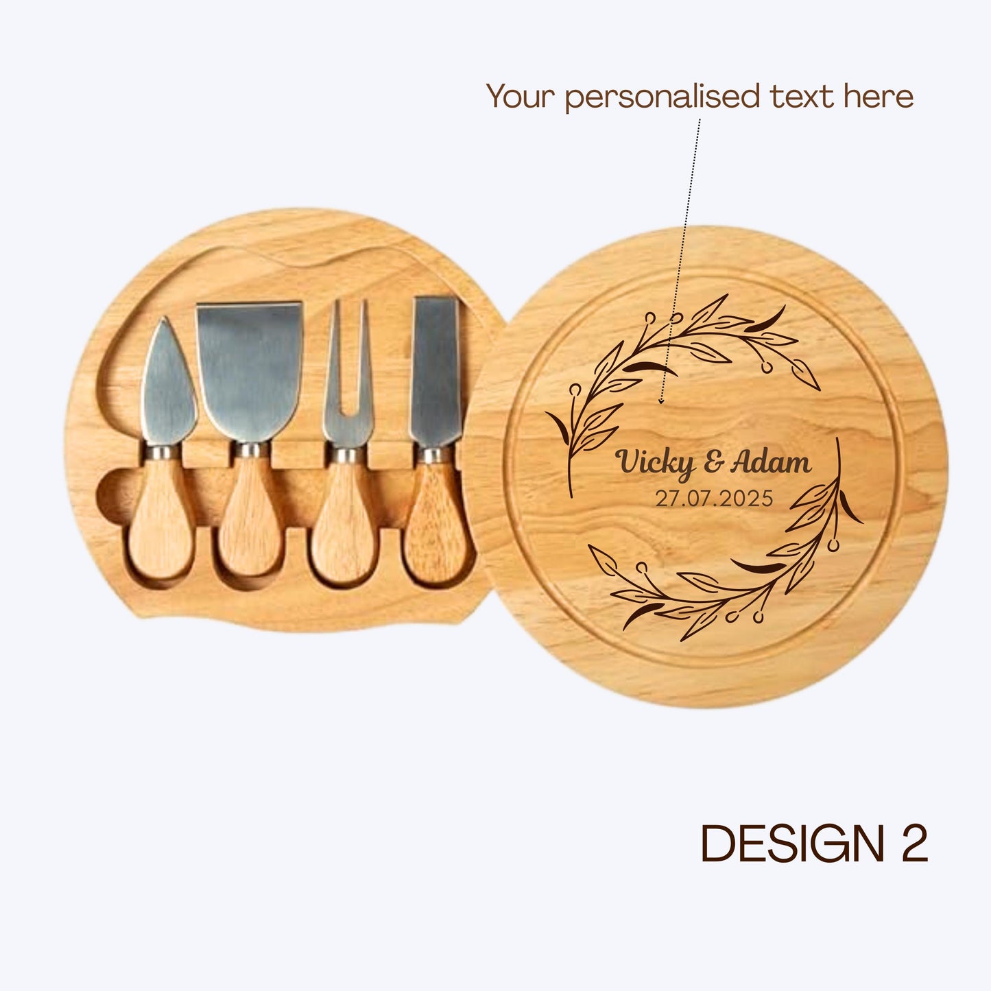 Personalised Cheese Board Set Anniversary Gift for Couples