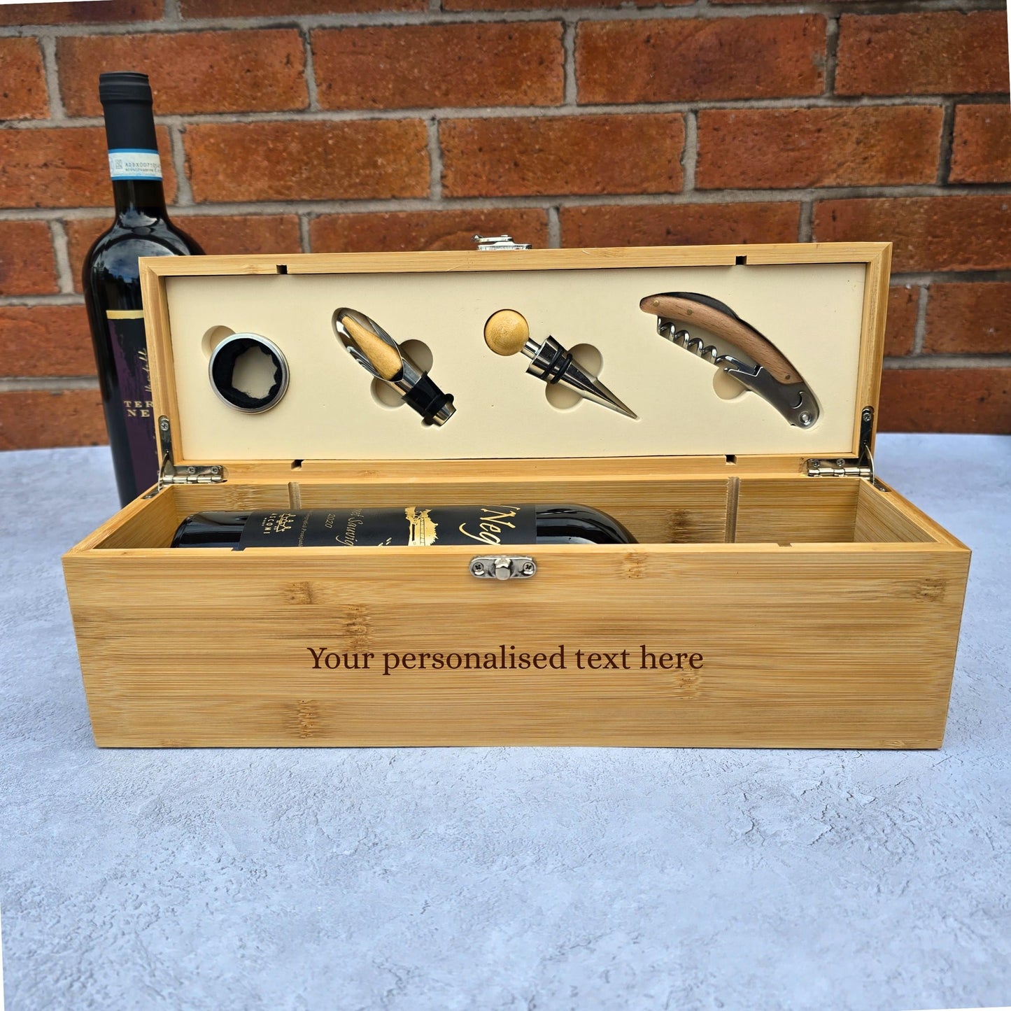 Personalised Elegant Wine Bottle Gift Box with Lid