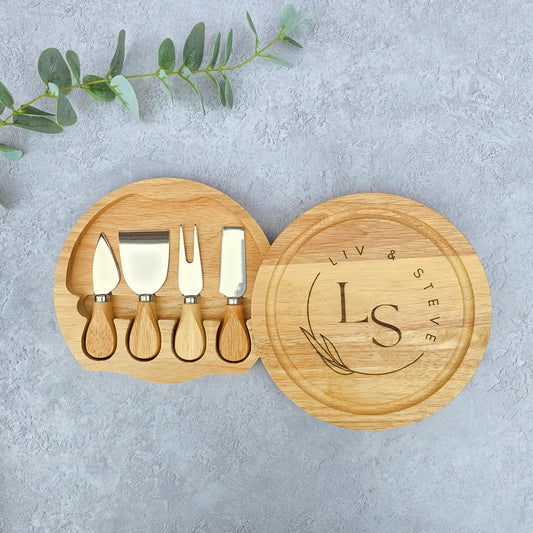 Personalised Cheese Board Set Gift for Couples