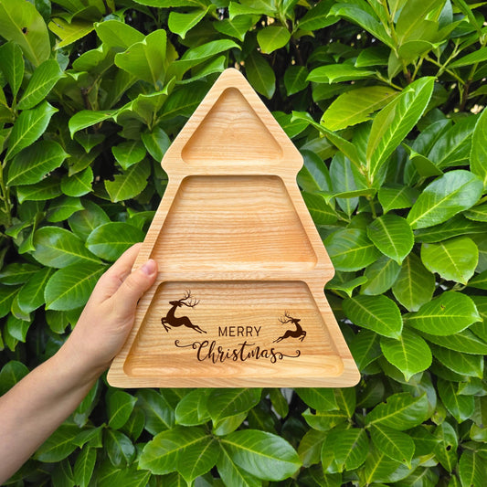 Personalised Santa Treats Plate, Christmas Tree Shaped Serving Tray: Christmas Gift