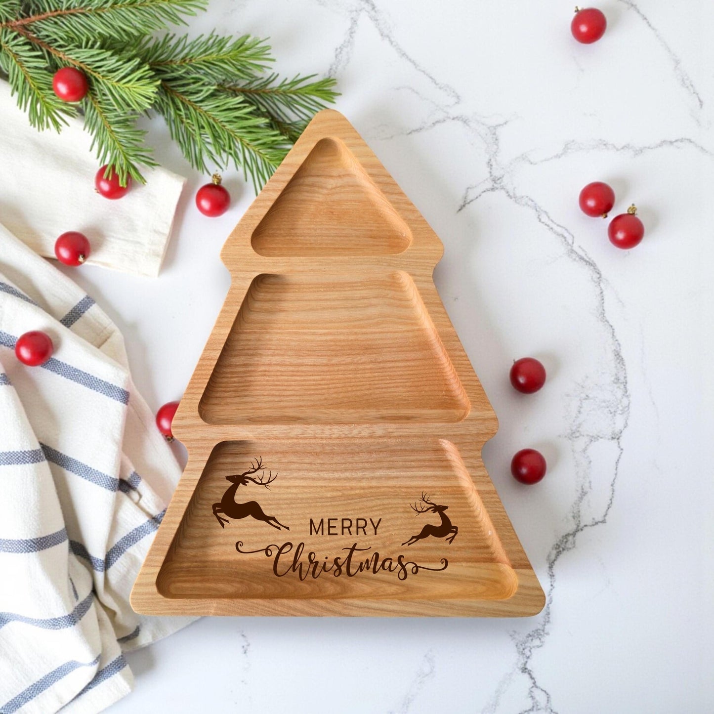 Personalised Santa Treats Plate, Christmas Tree Shaped Serving Tray: Christmas Gift