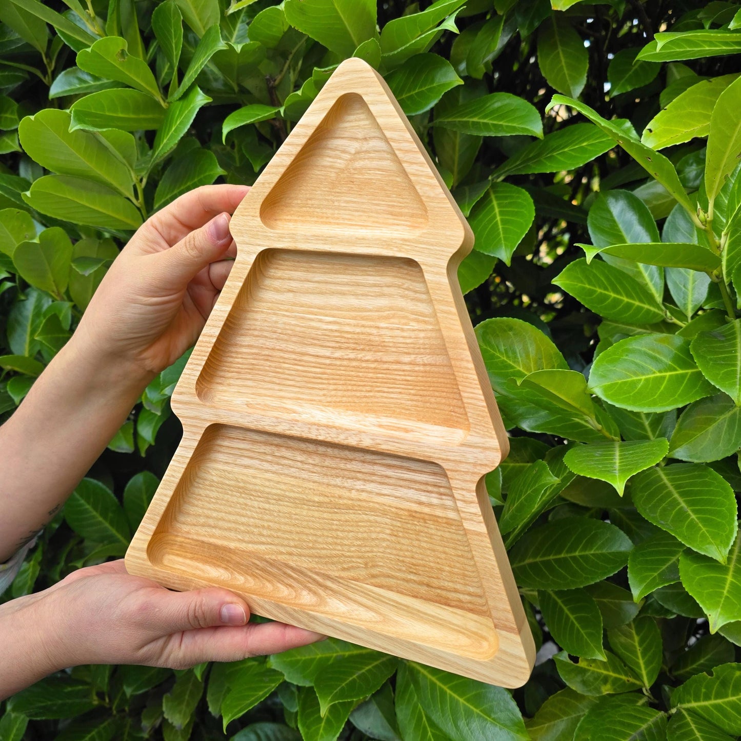 Personalised Christmas Tree Wooden Serving Tray, Tea & Biscuits Board - Christmas Handmade Gift