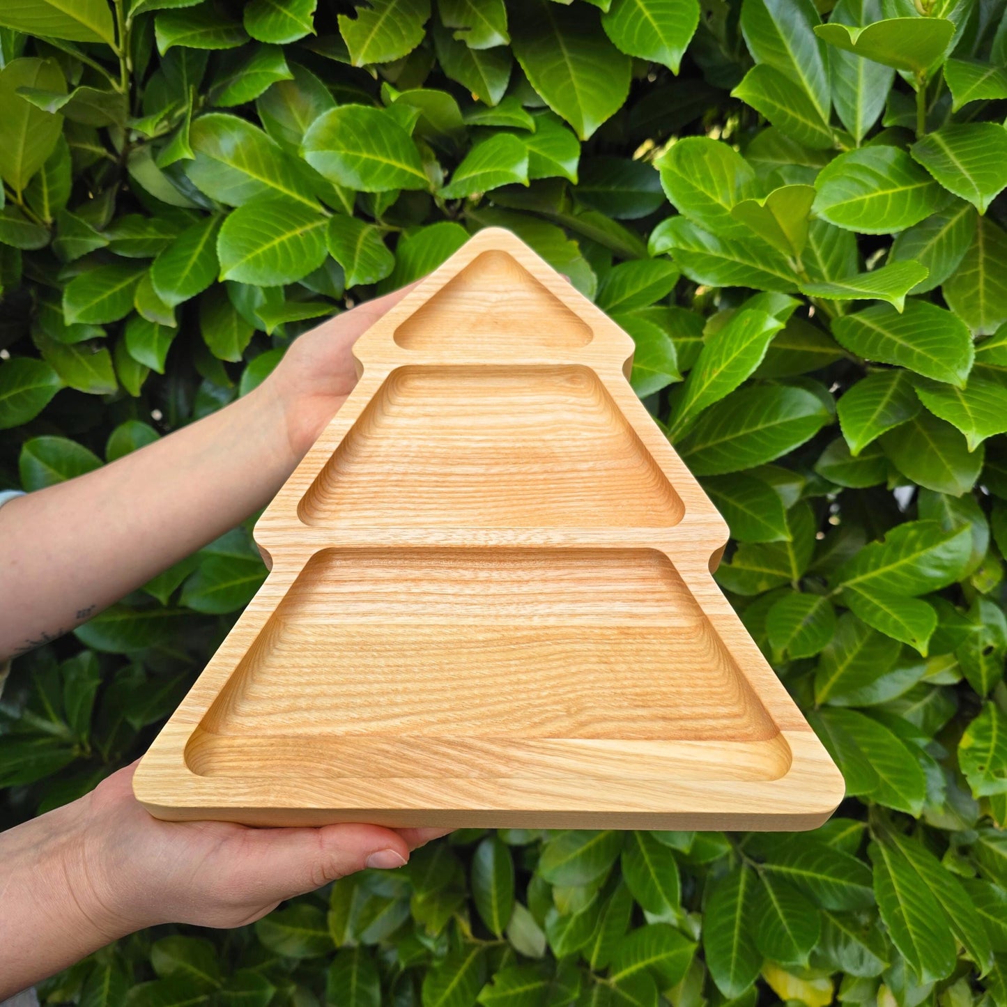 Personalised Christmas Tree Wooden Serving Tray, Tea & Biscuits Board - Christmas Handmade Gift