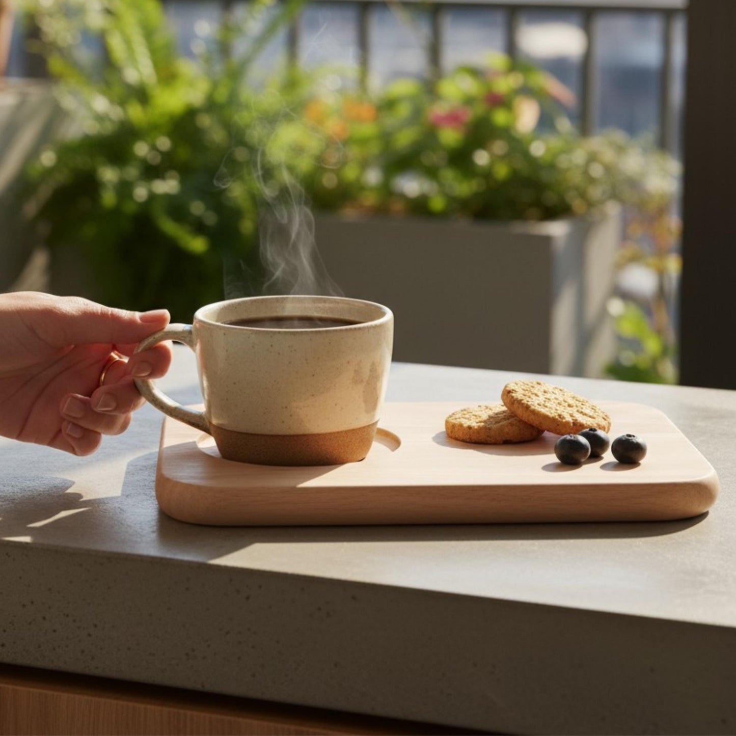 Personalised Wooden Tea and Biscuits Tray - Coffee and Cake Serving Board