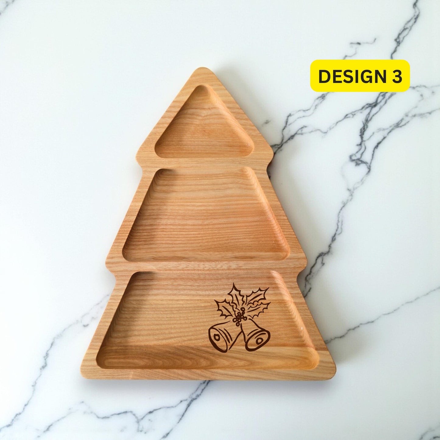 Personalised Christmas Tree Wooden Serving Tray, Tea & Biscuits Board - Christmas Handmade Gift