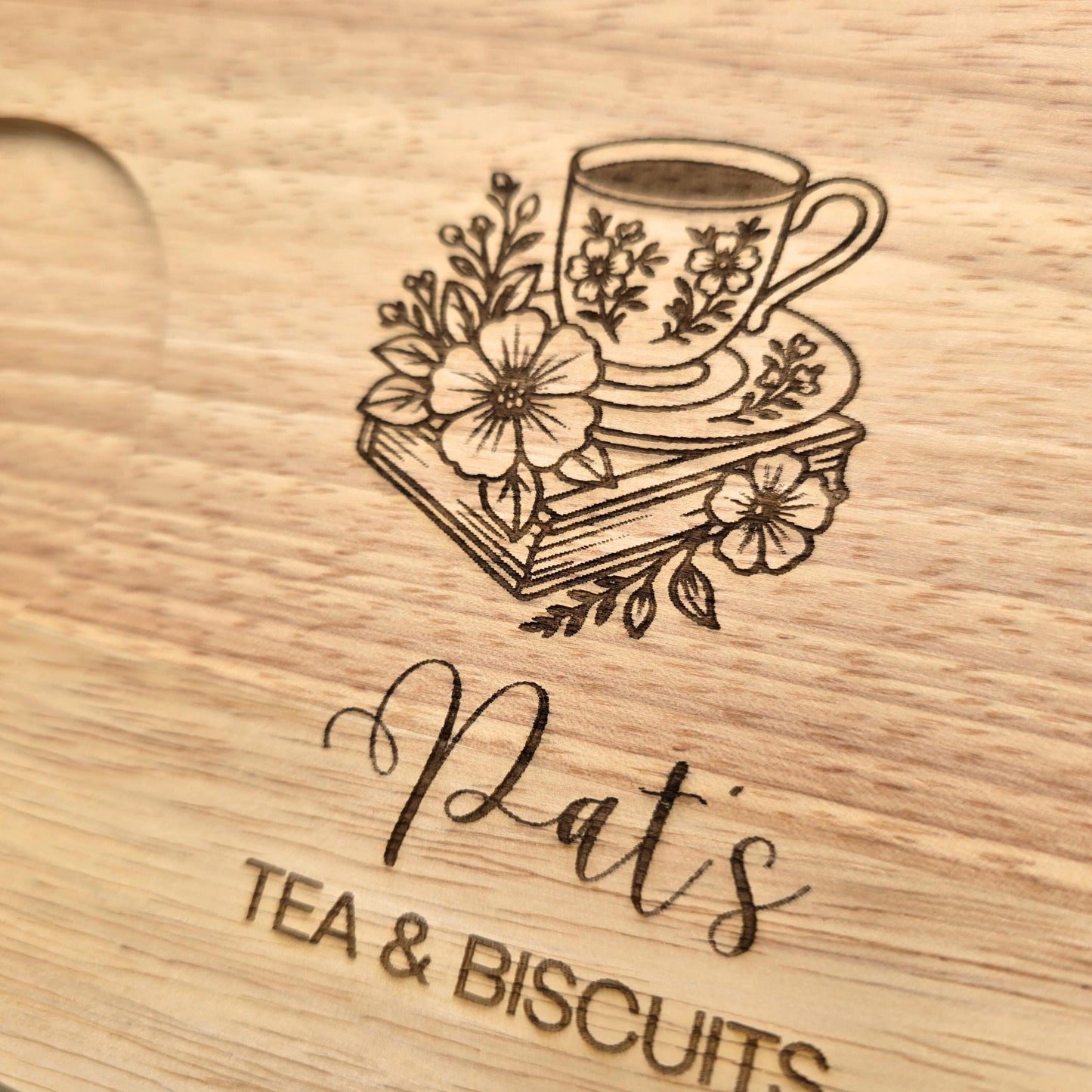 Personalised Wooden Tea and Biscuits Tray - Coffee and Cake Serving Board