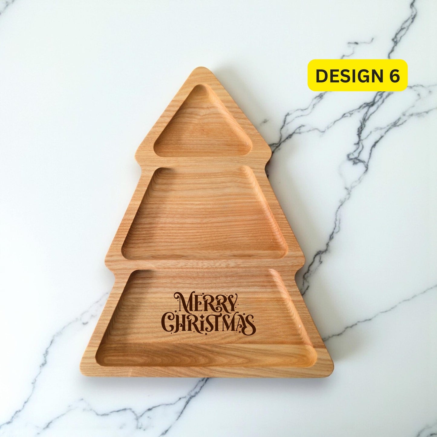 Personalised Christmas Tree Wooden Serving Tray, Tea & Biscuits Board - Christmas Handmade Gift