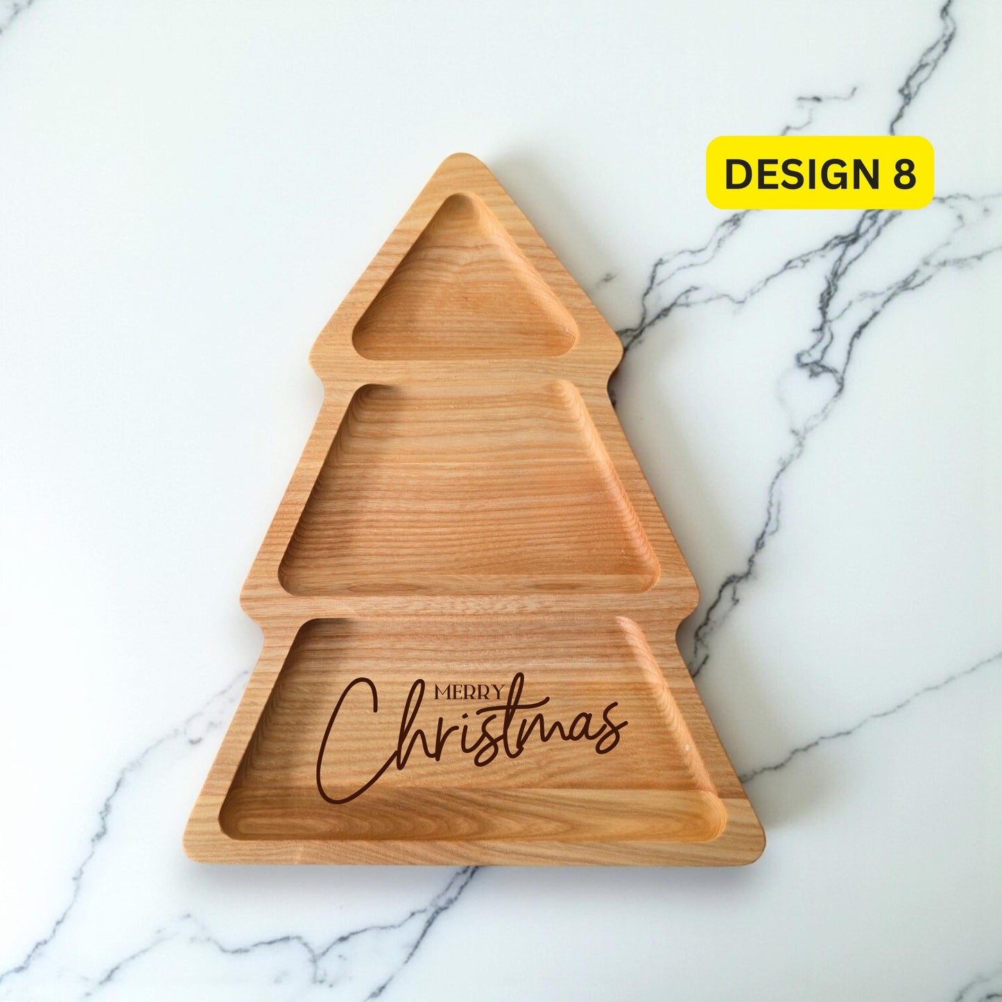 Personalised Christmas Tree Wooden Serving Tray, Tea & Biscuits Board - Christmas Handmade Gift