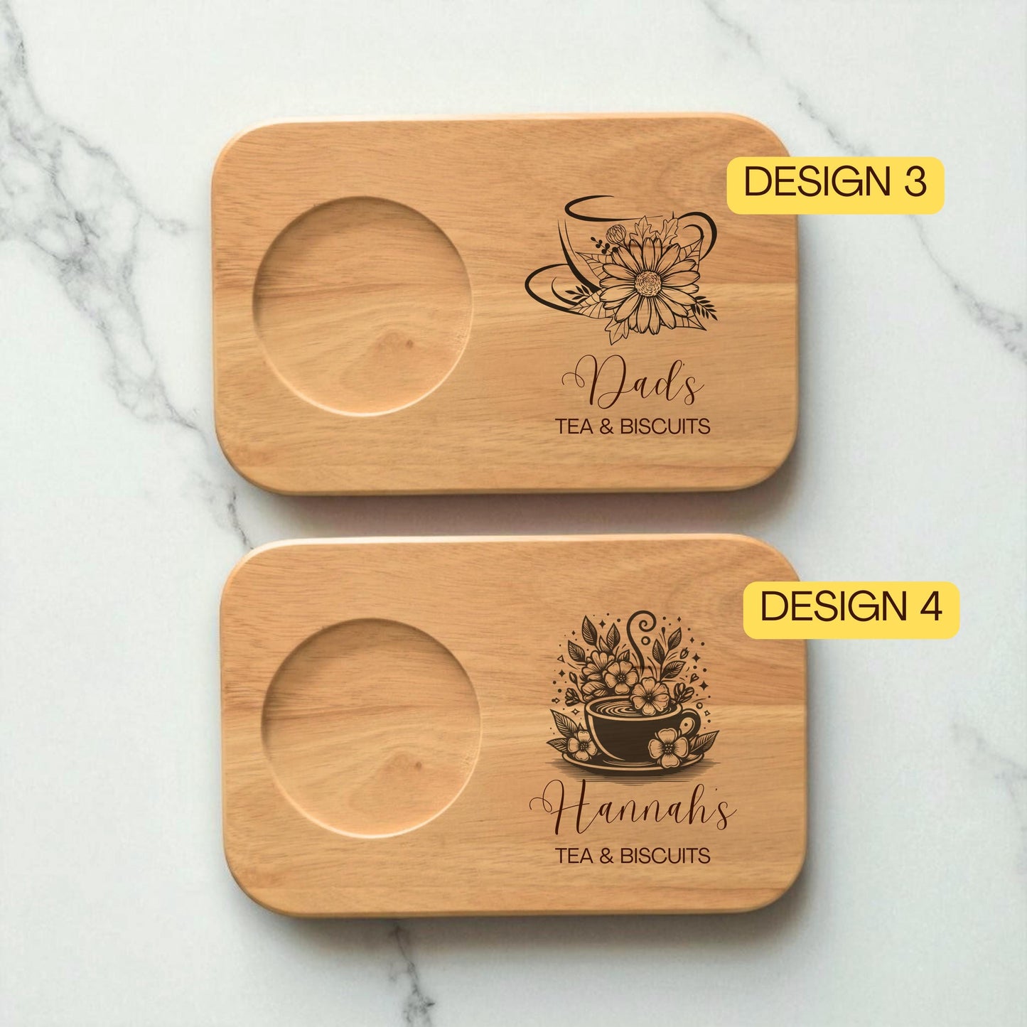 Personalised Wooden Tea and Biscuit Board: Secret Santa Gift for Work Colleague, Friend or Family