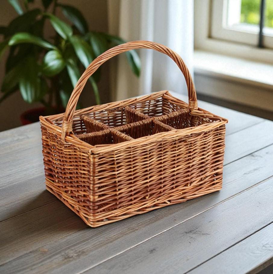 Wicker Wine Bottle Carrier Basket - Wine Holder for Anniversary, Wedding, New Home Gift
