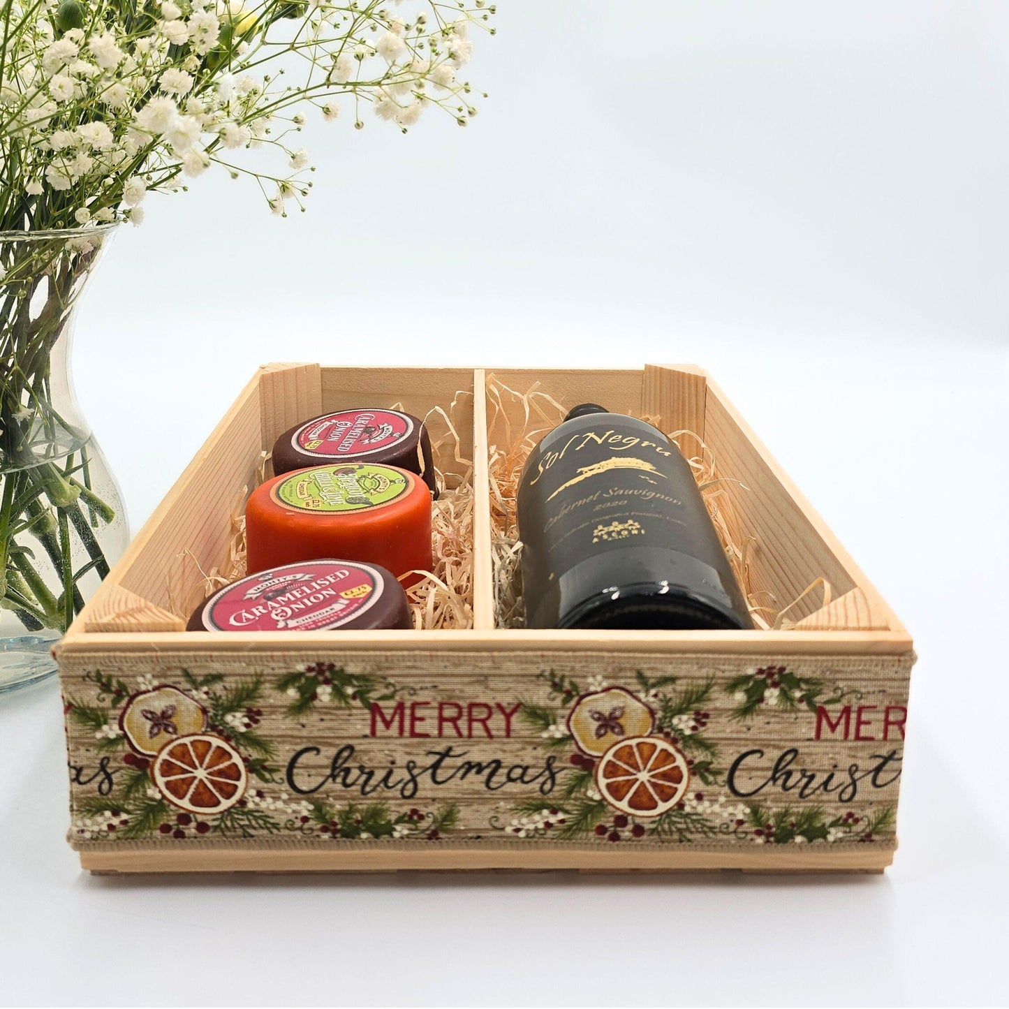 Christmas Gift Hamper, Empty Wine Box, Make Your Own Hamper Kit, Gift Box Basket
