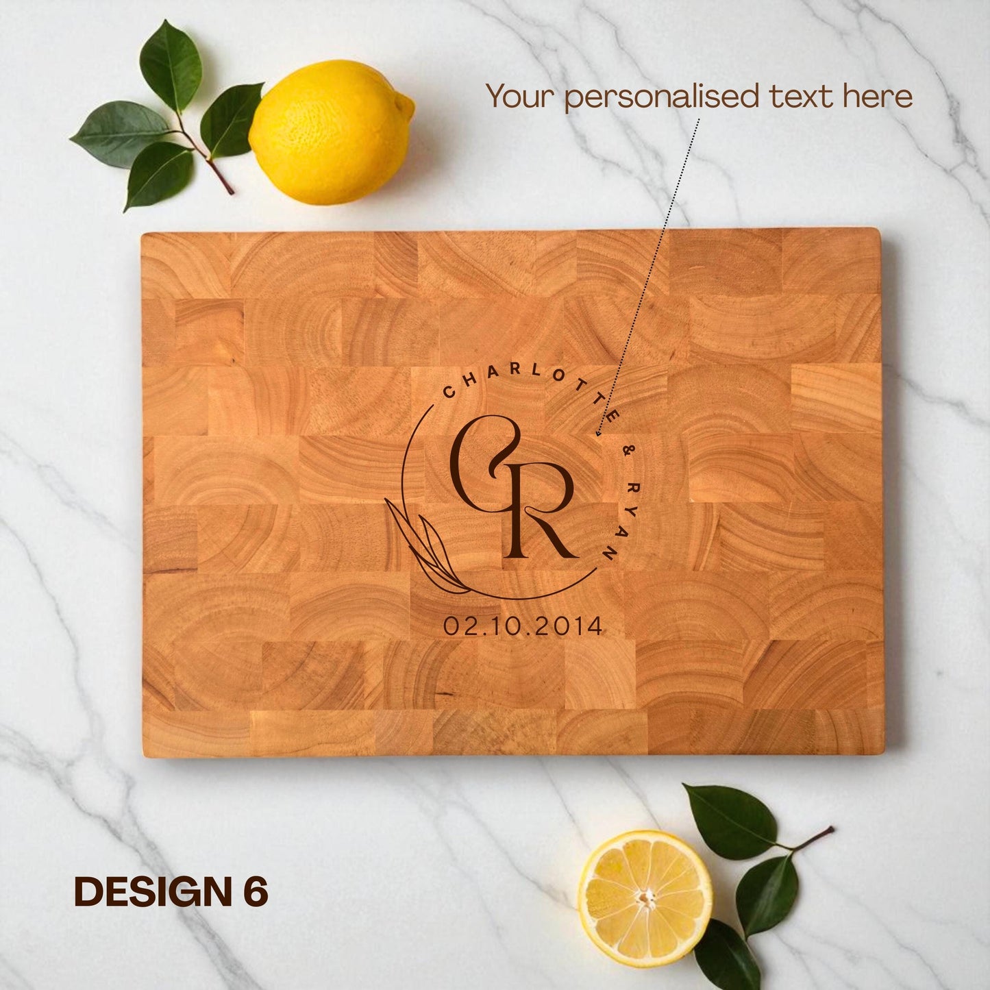 Large Personalised End Grain Butchers Block Chopping Board Gift for Housewarmings, Birthdays