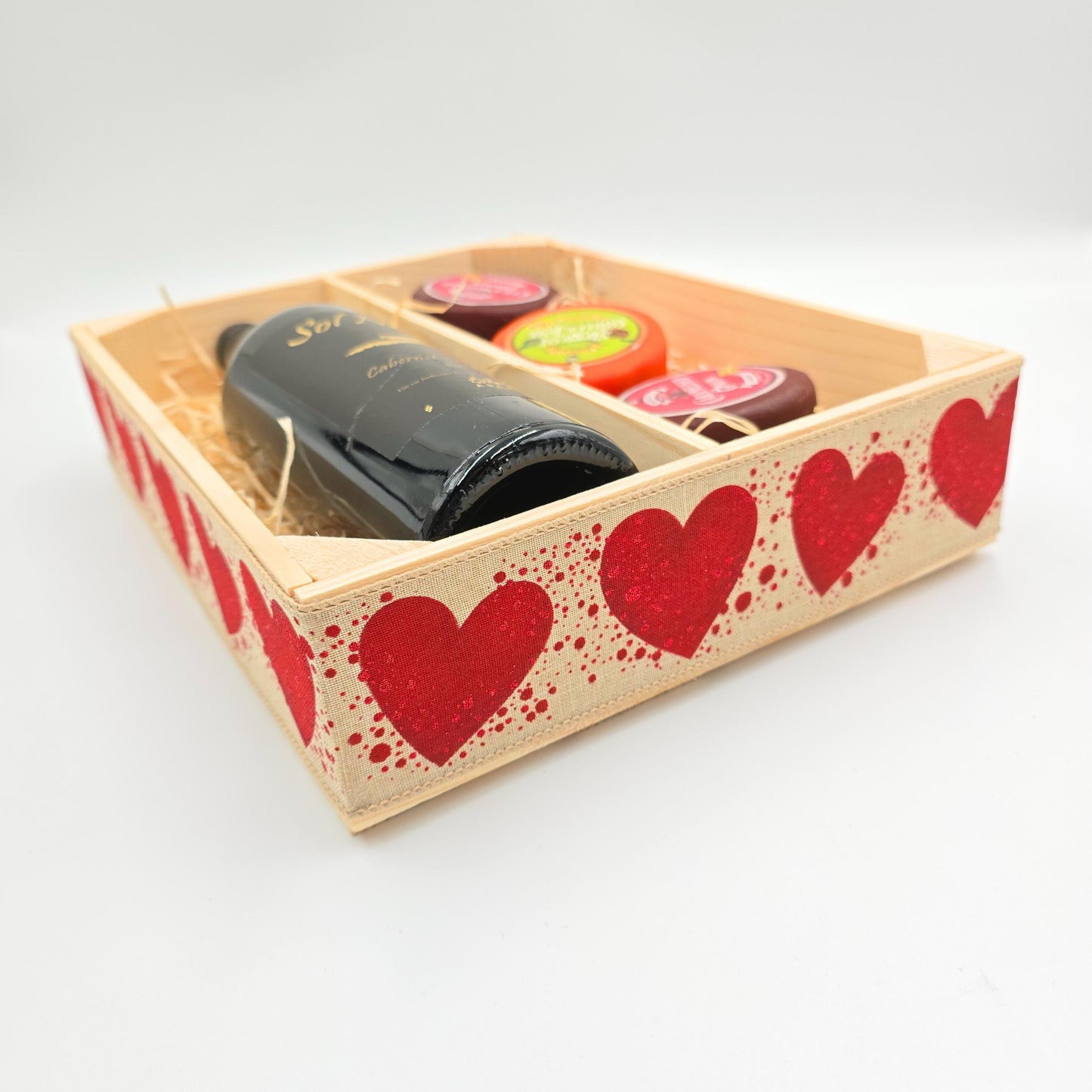 Empty Gift Hamper: Red Hearts Christmas, Anniversary, Birthday