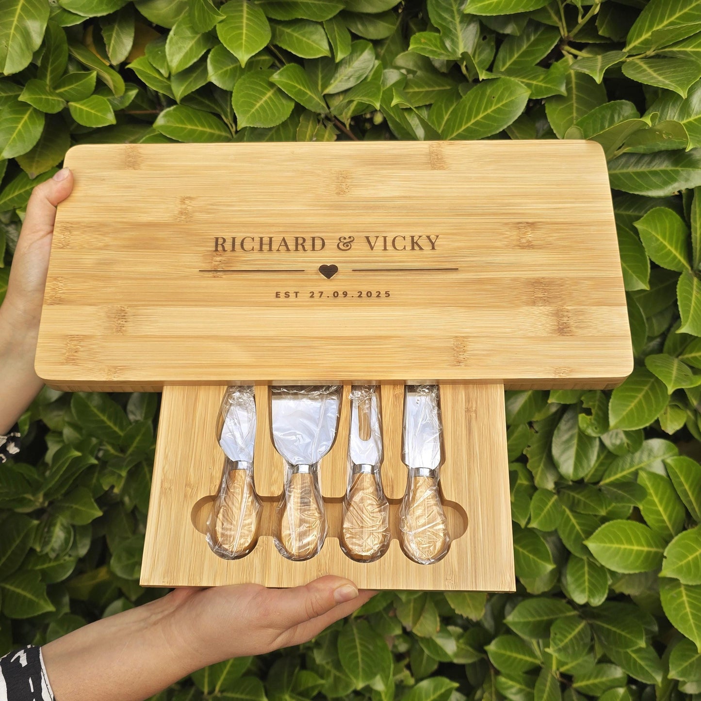 Large Personalised Cheese Board Set Wedding Gift