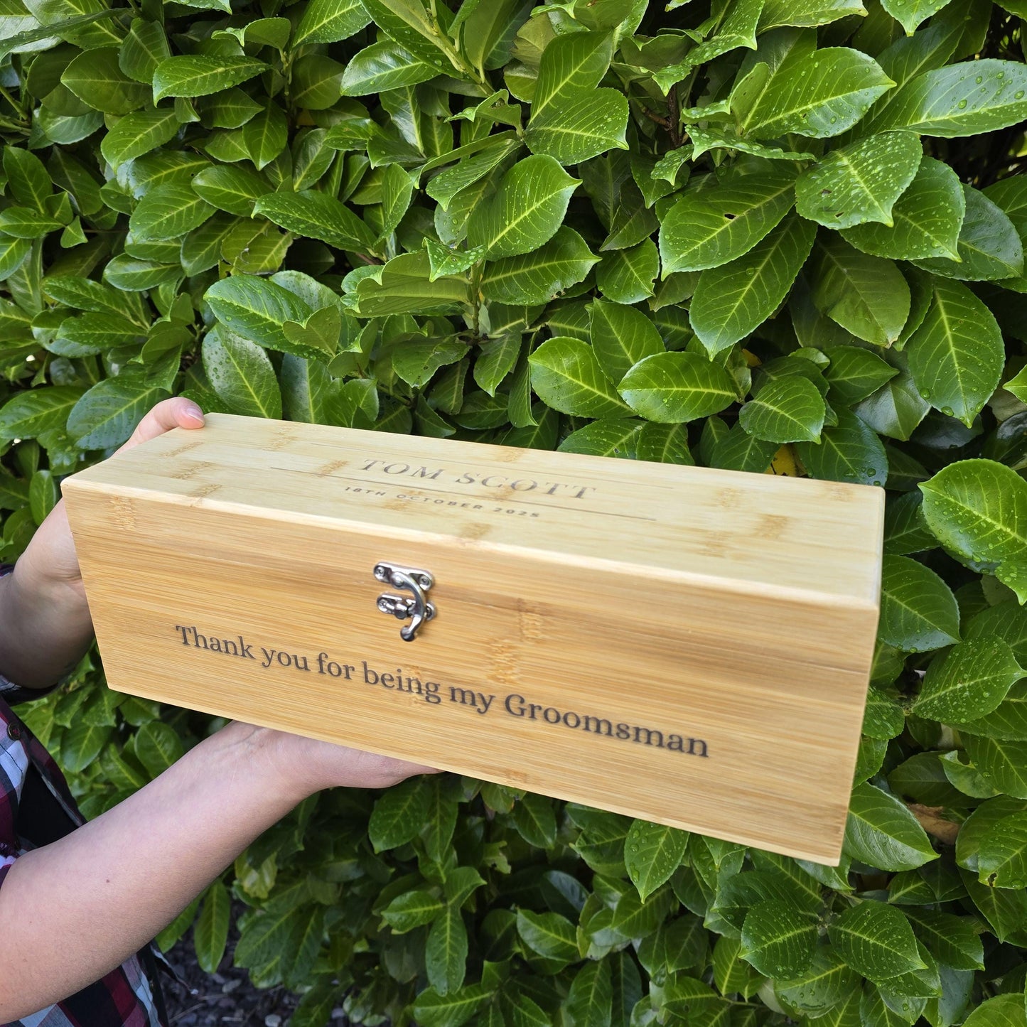 Personalised Engraved Bamboo Wine Gift Box Set - Wedding, Anniversary