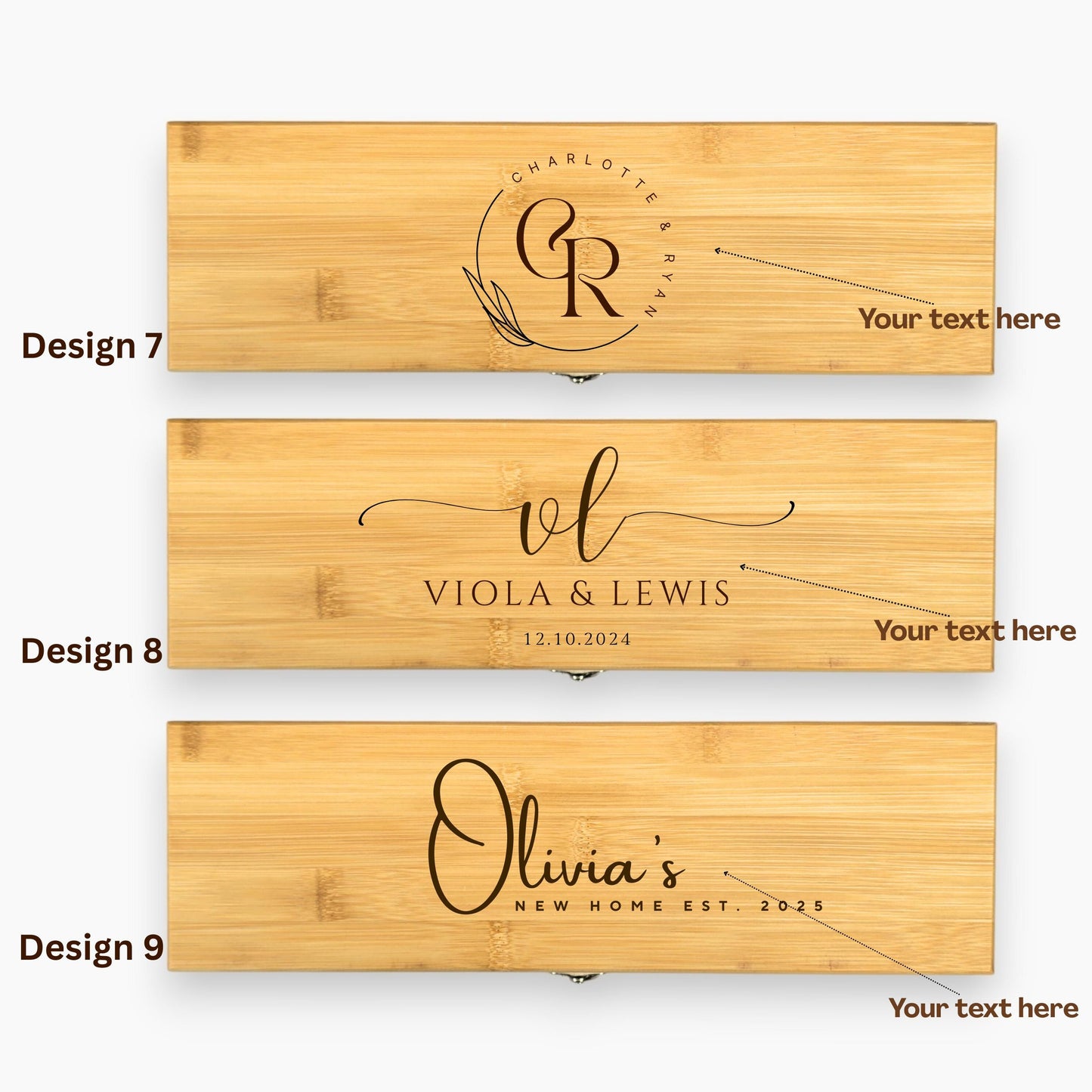 Personalised Engraved Bamboo Wine Gift Box Set - Wedding, Anniversary